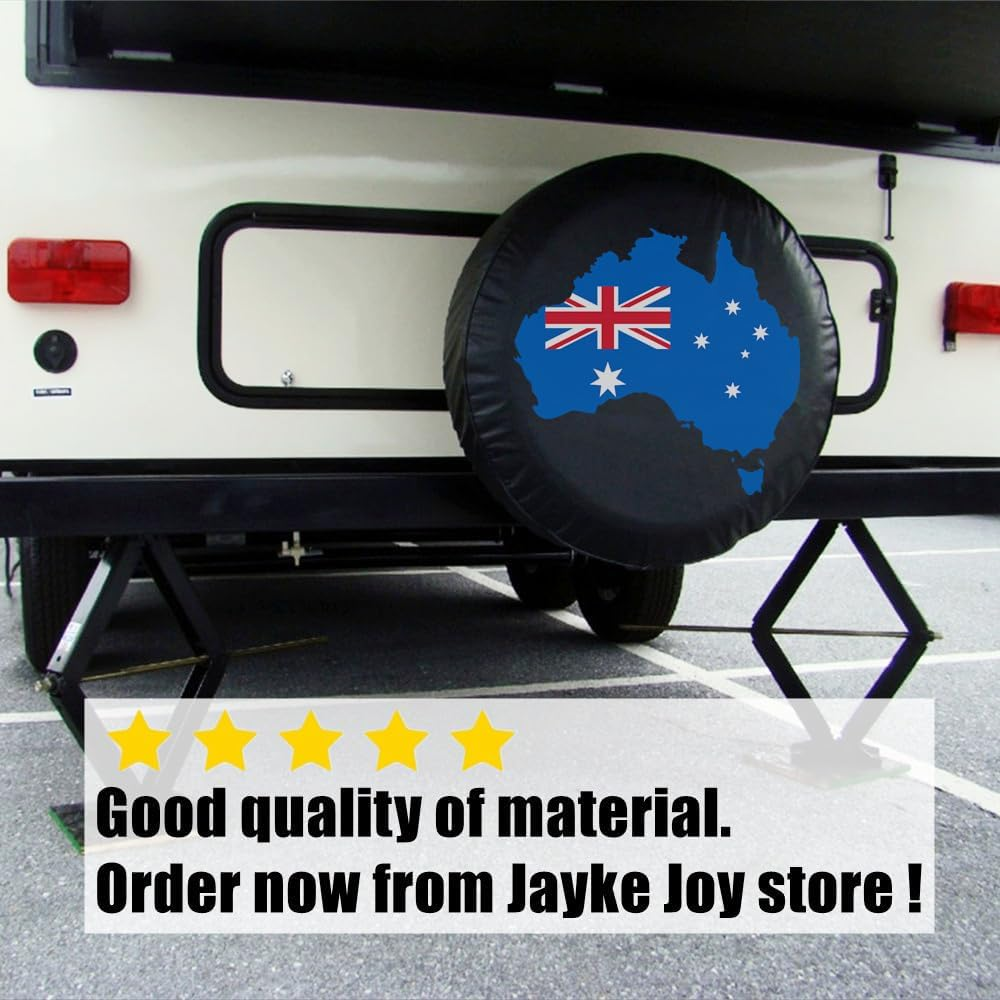 Spare Tyre Cover, Wheel Cover with Australia Flag PVC Leather Waterproof Dust-Proof Universal Fit for Jeep Trailer RV SUV Camper Vehicle (17 Inch) image number 1