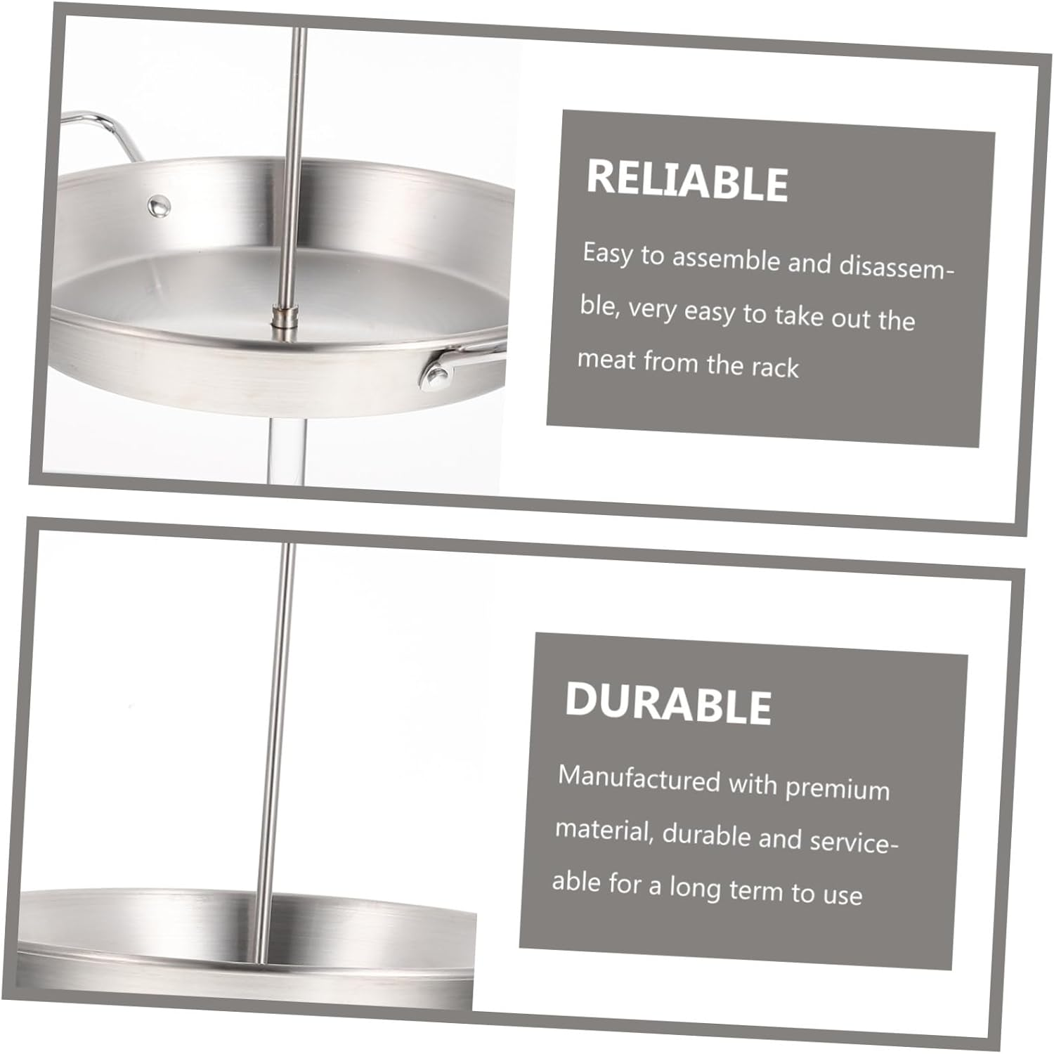 Toddmomy Stainless Steel Chicken Roast Pan with Removable Skewers Vertical Grill Holder for Even Roasting Household BBQ Skewer Rack for Camping and Outdoor Barbecue image number 1