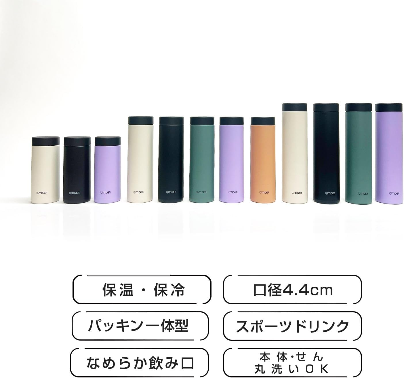 Tiger Thermos Flask (Dishwasher Safe, Integrated Gasket) Water Bottle, 16.9 Fl Oz (500 Ml), White Water OK, Screw Stainless Steel Bottle, Lid and Seal Can Be Washed Together, Easy Cap, Vacuum