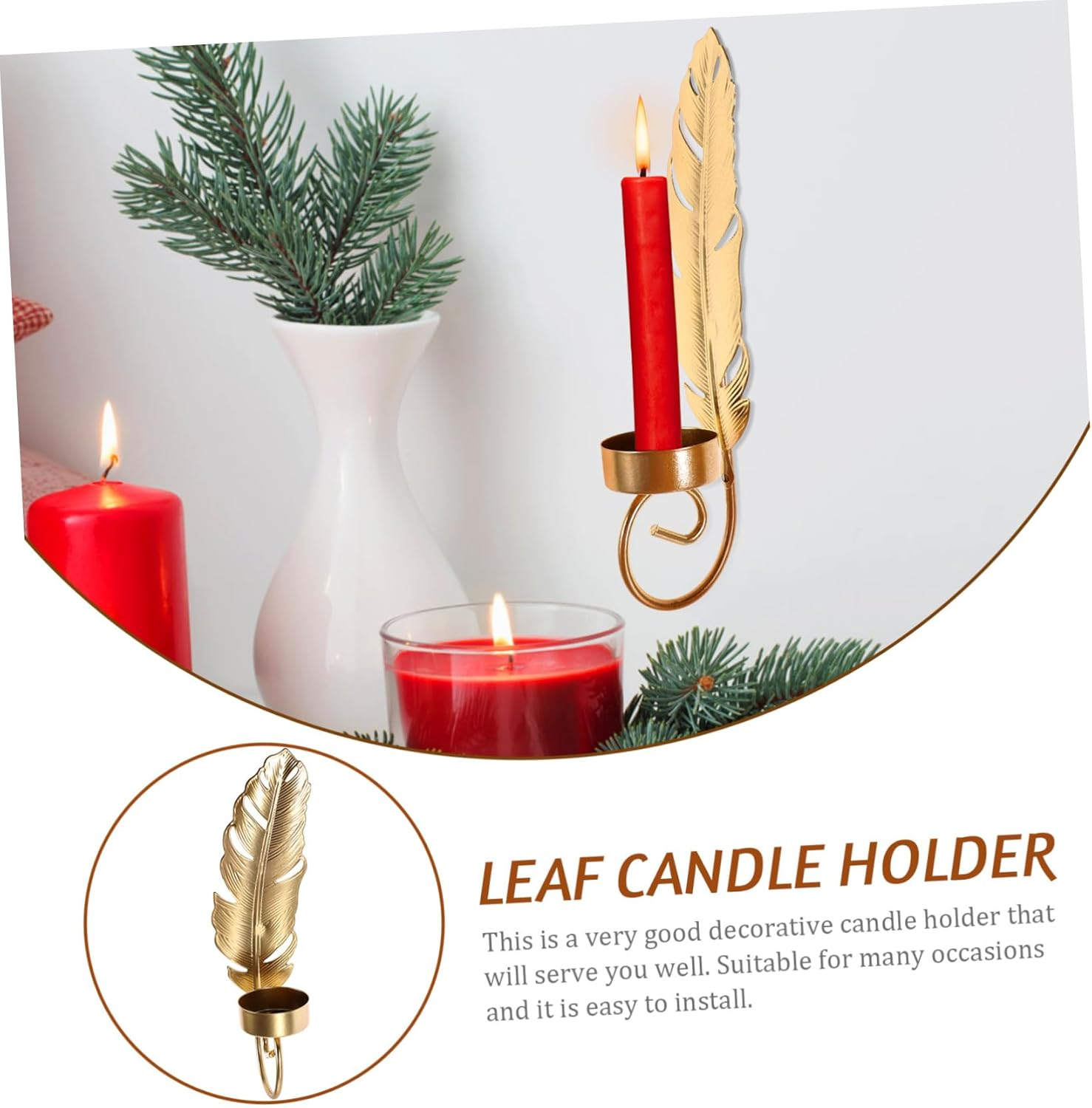 CORHAD Leaf Wall Hanging Candle Holder Metal Wall Mounted Sconce Tea Lights Candles Stand image number 5