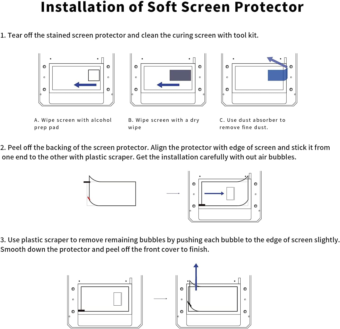 Domoi 10Pcs Screen Protector for LCD Resin 3D Printer, Screen Protective Film for Photon Mono 4K 6.23 Inch Monochrome image number 2