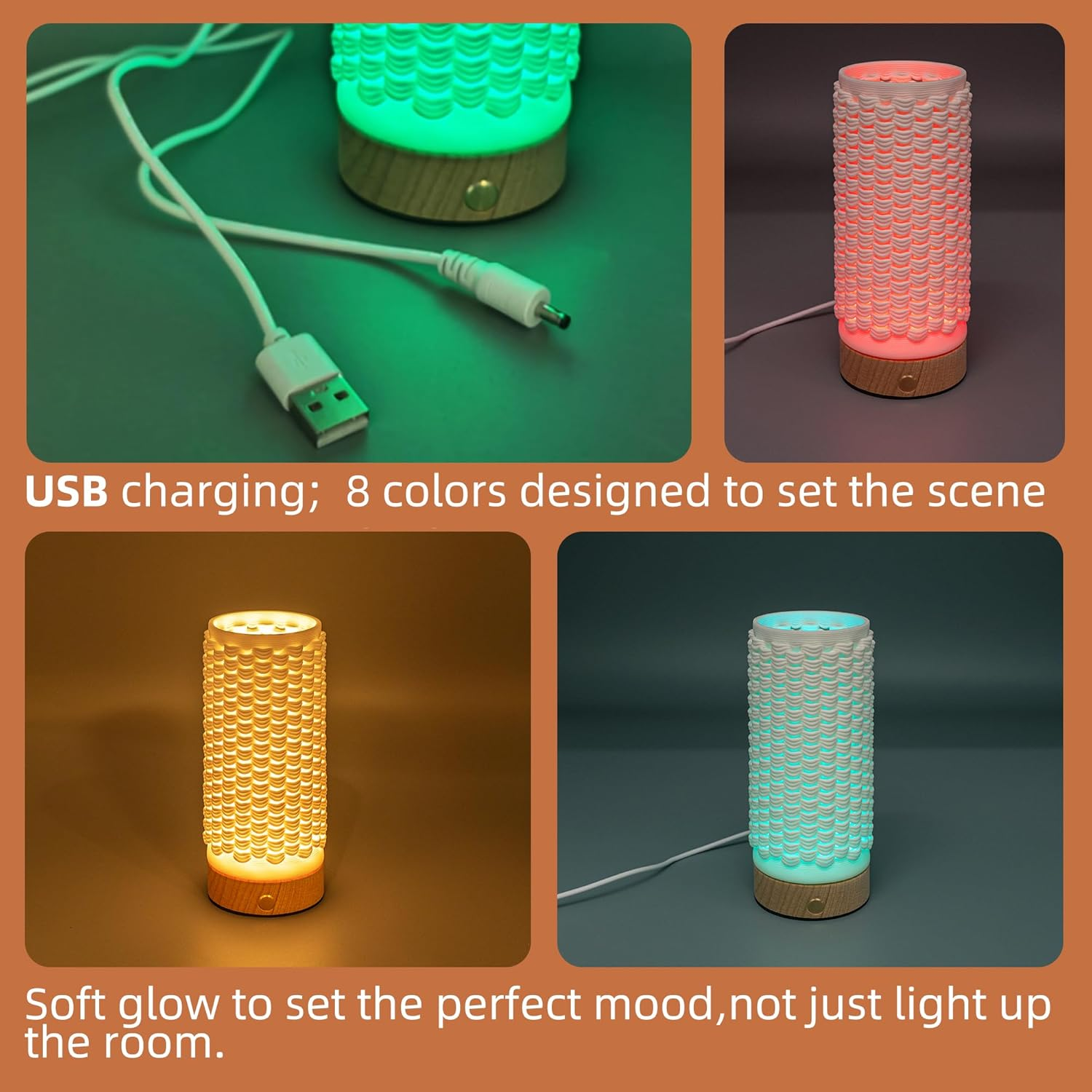 Ballarart CO Ceramic Table Bedside Lamp, Valentines Day Gifts for Couple, Romantic Gift Lamp Light, Mood Lamp with 8 Colour Changing Night Light for Bedroom Living Room Decor image number 5