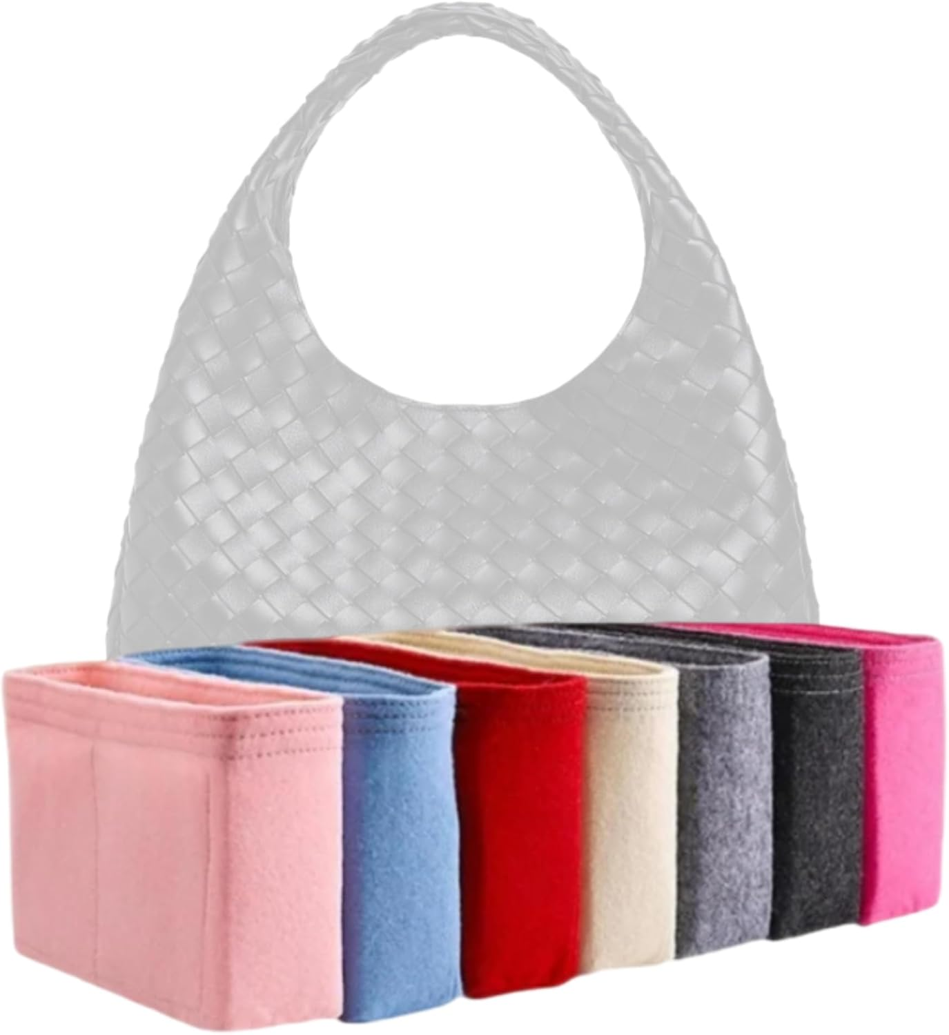 Xoppia Bag Organizer Compatible with Bottega Veneta Small Medium Large Campana. Felt Insert Liner for Women Tote Handbag. (Style B-Black, Medium)