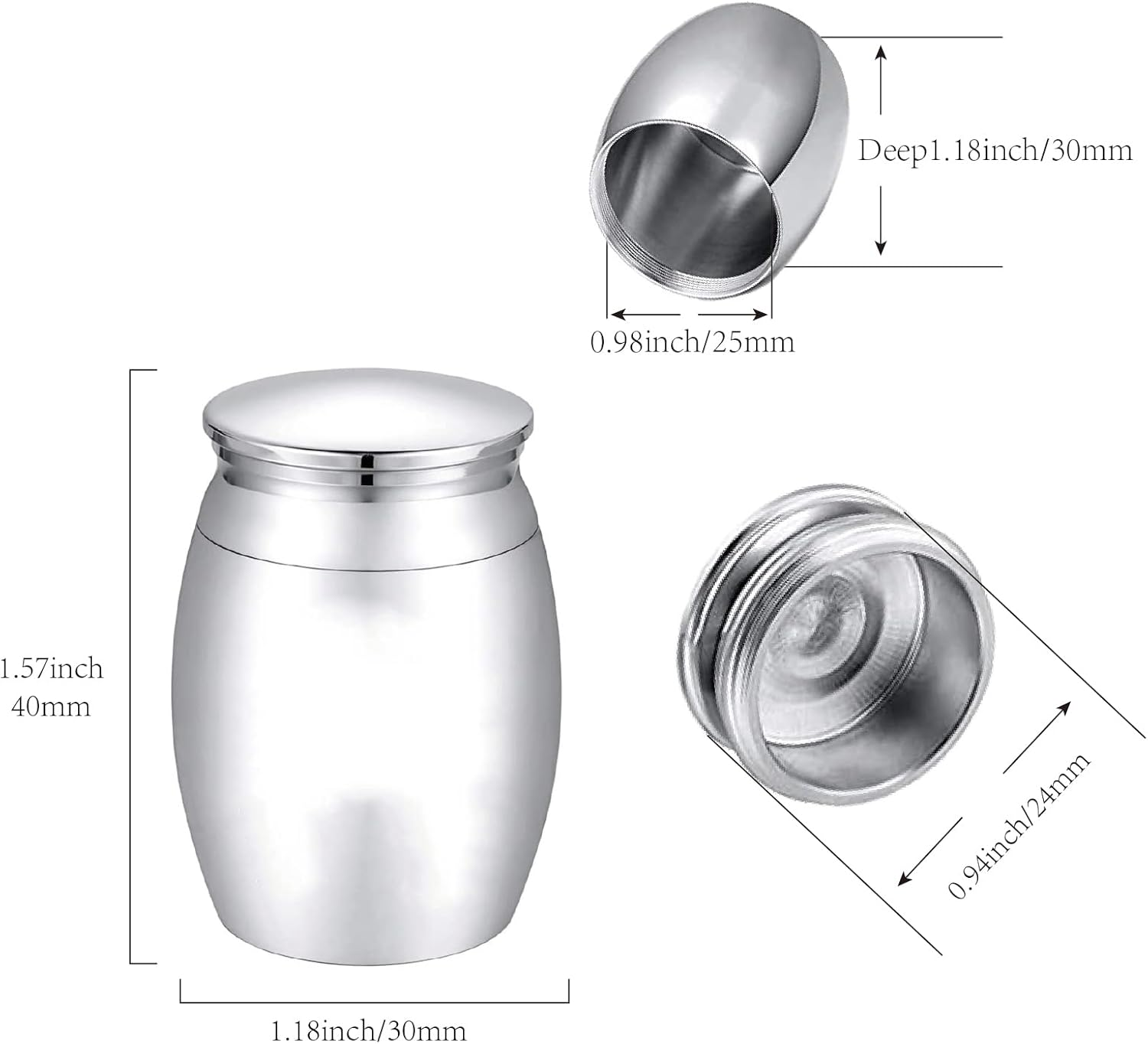 CREATCABIN Seagull Heart Mini Urns for Human Ashes Small Cremation Keepsake Urn Silver Alloy Sharing Funeral Urn Miniature Burial Jar Memorial Ashes Holder Decorative Urns 1.6X1.2Inch image number 2