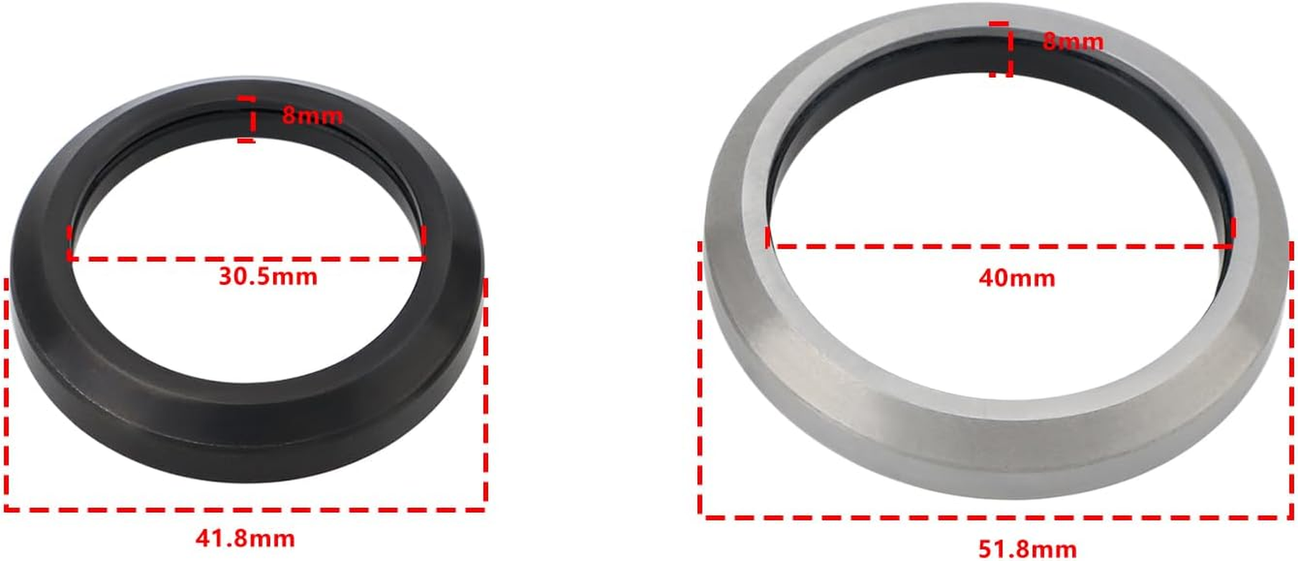 Create Idea 2PCS Bike Tapered Headset Bearings Kit Upper Bearing MH-P08F 45+ Lower Bearing ACB518K 3645 Compatible with FSA NO.42 Orbit C-40 1-1/8" to 1.5" IS42 / IS52 image number 6