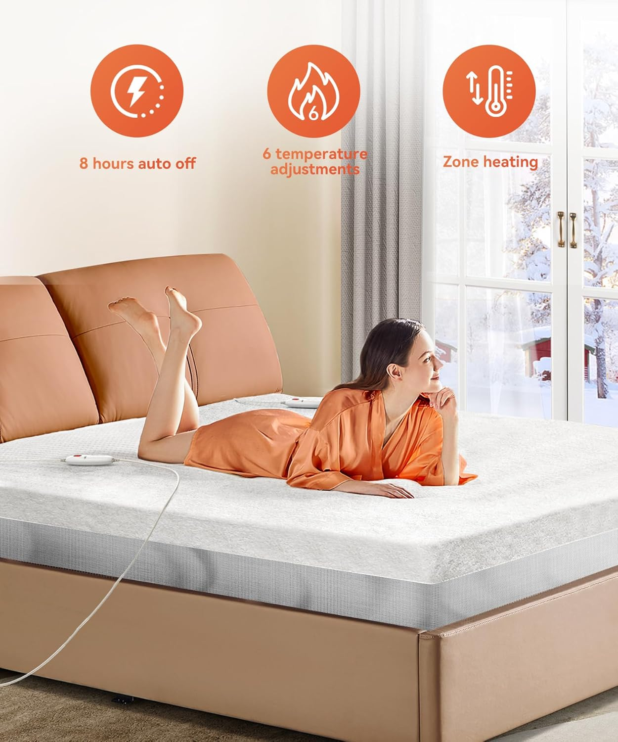 Heated Blanket Queen, Electric Blanket Machine Washable 203X105Cm, Dual Zone Heated Mattress Pad Electric Bed Warmer with Overheat Protection, Underblanket Heating Auto off for Queen Size Bed image number 1