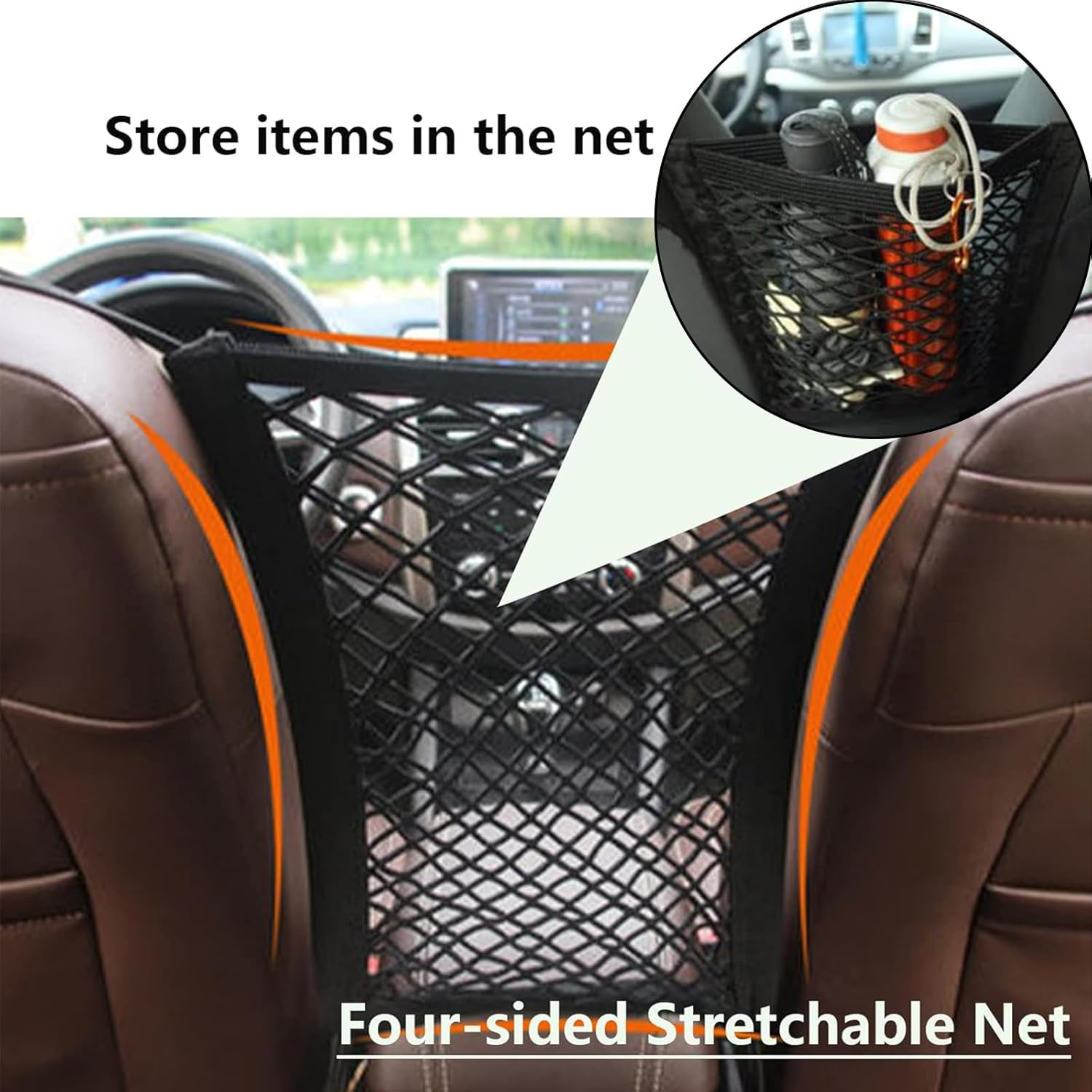 Adjustable Pet Barrier for Car, Heavy-Duty Dog Barrier Net Keeps Pets Safe in Back Seat, Universal Fit Cargo Net for Cars, Trucks and Suvs with Easy Installation image number 3