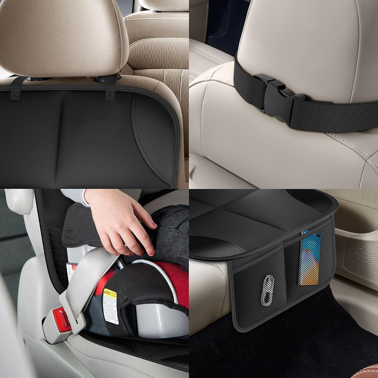 Car Seat Protector, Durable Waterproof Car Seat Cover with Thickest Padding and Non-Slip Backing Mesh Storage Pockets for Baby Child and Pet No Imprint image number 1