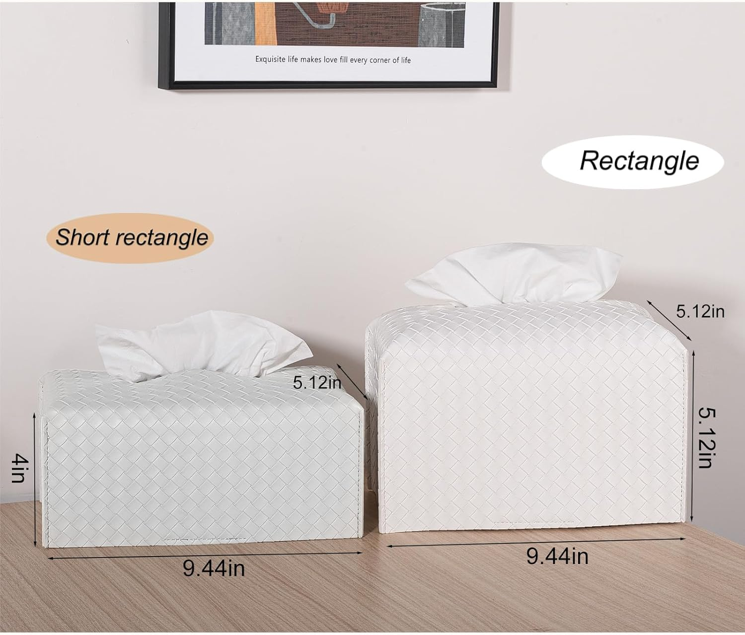 Tissue Box Cover PU Leather Tissue Holder Square Facial Tissue Case Facial Paper Organizer Dispenser for Bathroom, Vanity Countertop, Tabletop, Car, Rectangle, Misty Gray image number 6