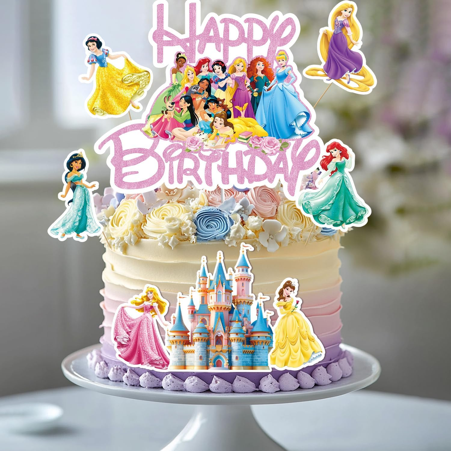 Princess Cake Topper, Princess Cake Decorations Prin Cess Cake Toppers, Fantastic Happy Birthday Prin Cess Cake Topper, Prin Cess Cake Toppers for Girls Birthday Baby Shower Party image number 2