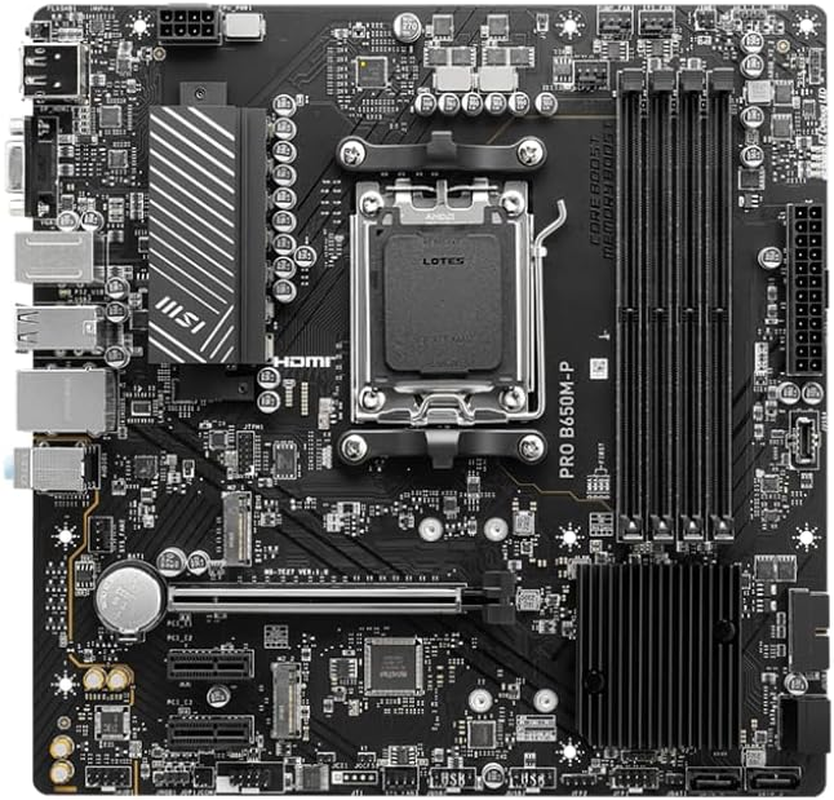 MSI PRO B650M-P Proseries Motherboard (AMD Ryzen 9000/8000/7000 Series Processors, AM5, DDR5, Pcie 4.0, M.2, SATA 6Gb/S, USB 3.2 Gen 2, HDMI/DP, 2.5Gbps LAN, Matx) image number 1