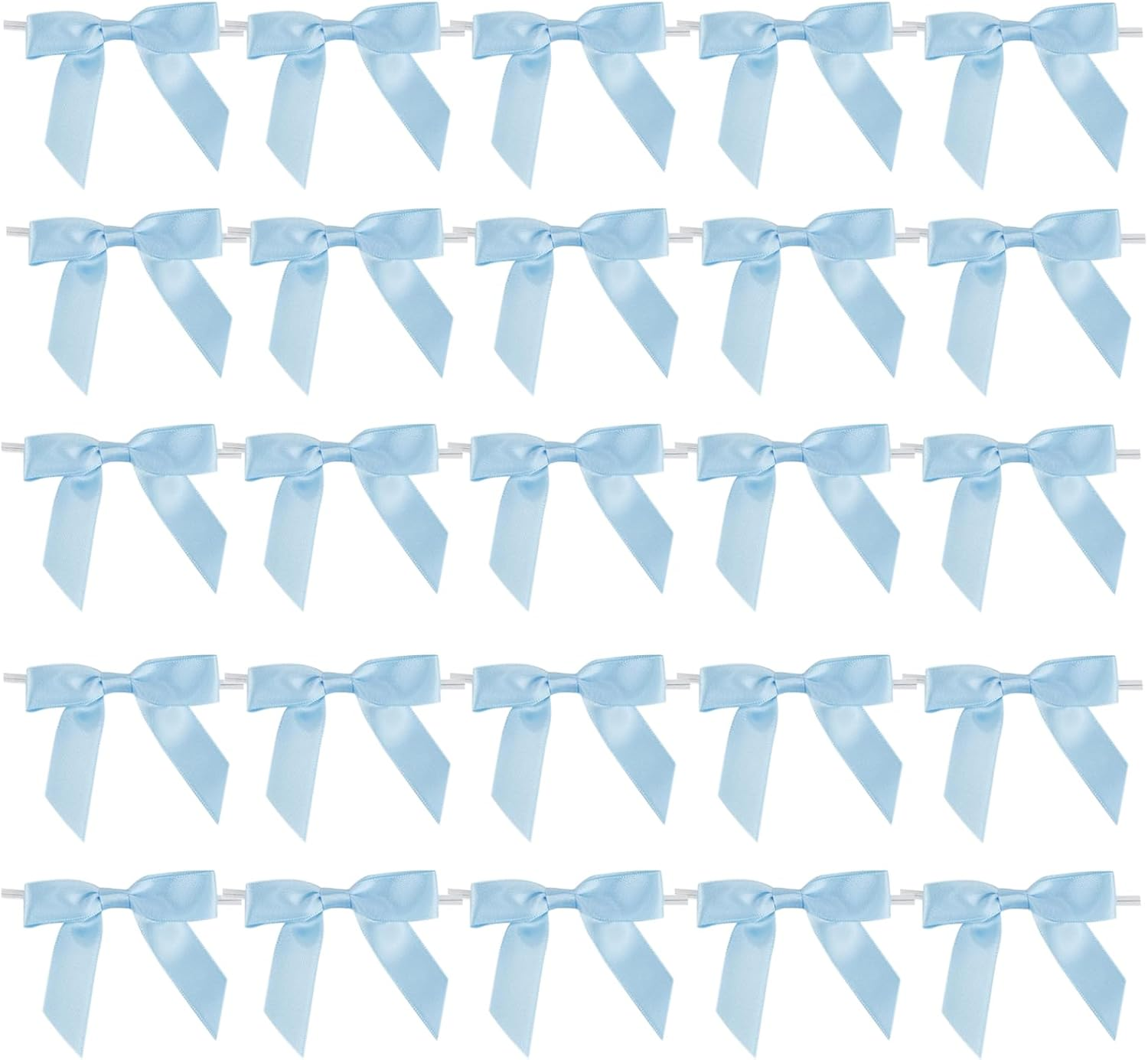 Satin Ribbon Sky Blue Bow Decor 2.5" Premade Pink Twist Tie Bows for Gift Wrapping Treat Bags Party Favors Wedding Decorations - 50 Counts - Black 1 image number 3
