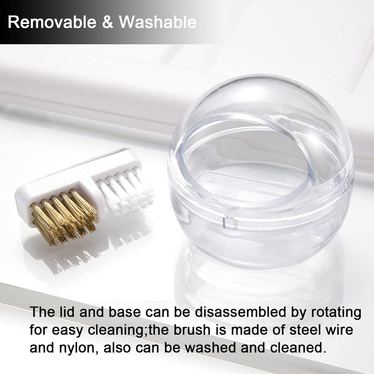 LXIANGN Nail Drill Bits Cleaning Brush Case Cleaner Tool with Clear Cover,Nylon Wire & Steel Wire for Cleaning Carbide/Ceramic Nail Drill Bits,Anti-Splash Design, Removable, Washable image number 4