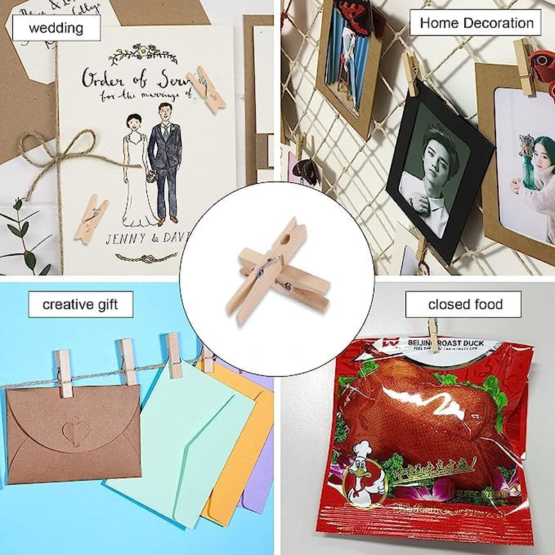 Yqkangzhu 50Pcs Wooden Clothes Pegs, 7.2Cm Large Clothes Pins, Strings Laundry Clothespins, Photo Paper Clips, Heavy Duty Drying Clothes Rack, Storage Clip for Hanging Cards Picture Arts Decoration image number 4