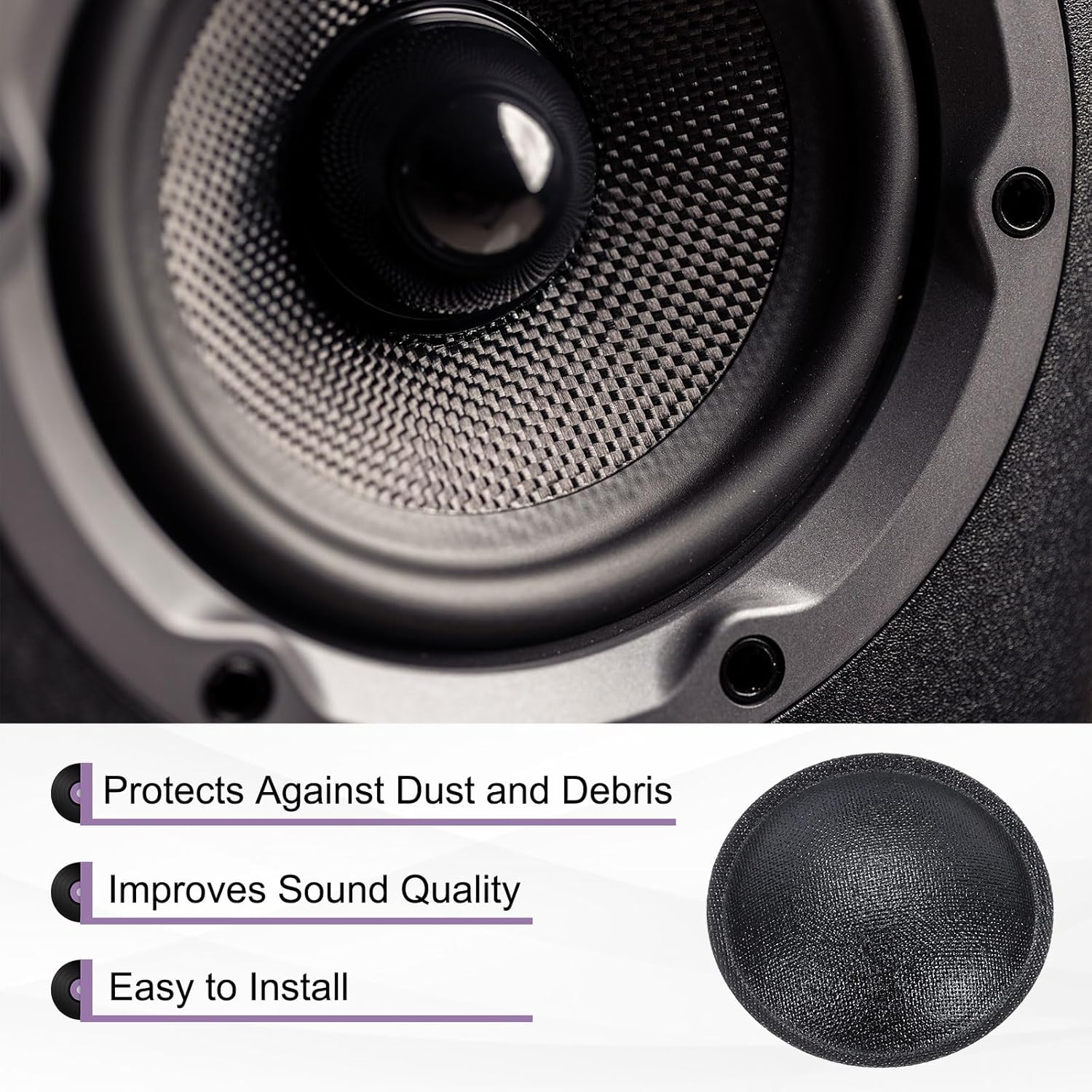 Sourcing Map 2 Pcs Speaker Dust Cap 35Mm/1.4" Outer Diameter Oiled Cloth Cap Dome Cap Subwoofer Coil Cover Caps for Speaker Accessories Repairing image number 5