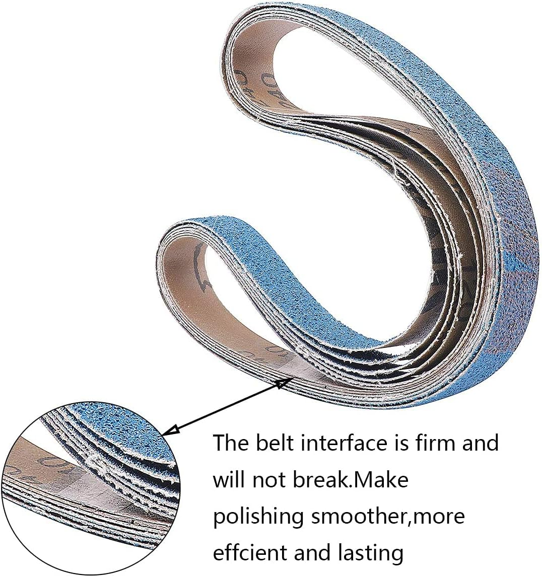 13Mm X 457Mm Aluminum Oxide Sanding Belts, 40/60/80/120/Assorted Grits Sanding Belt for Belt Sander (24 Pack)