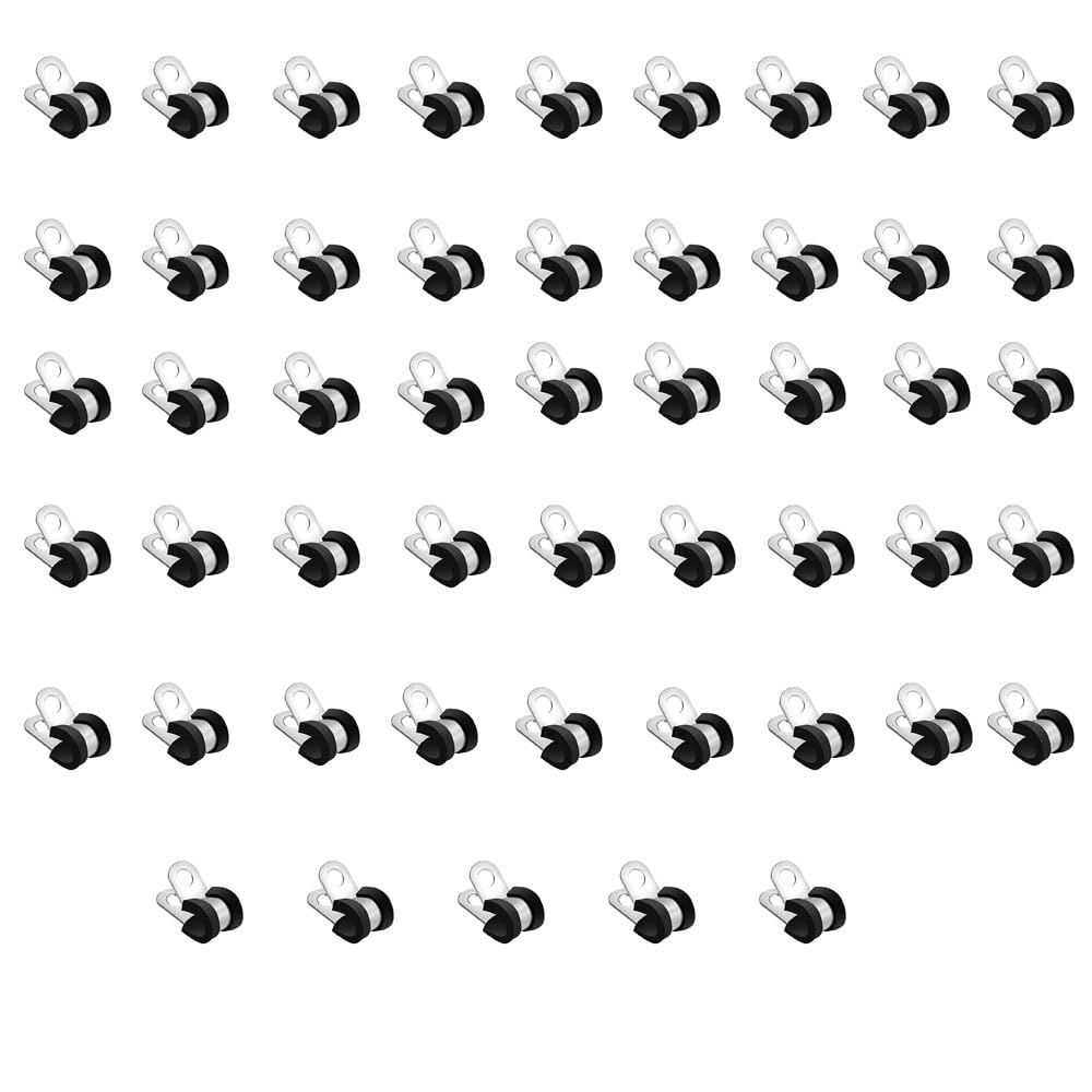 50Pcs 3/8 Inch / 0.95Cm Cable Clamps,304 Stainless Steel Cable Clamps Mounting Cord Fastener Clips for Car Office Home Cable Management(Black) image number 5