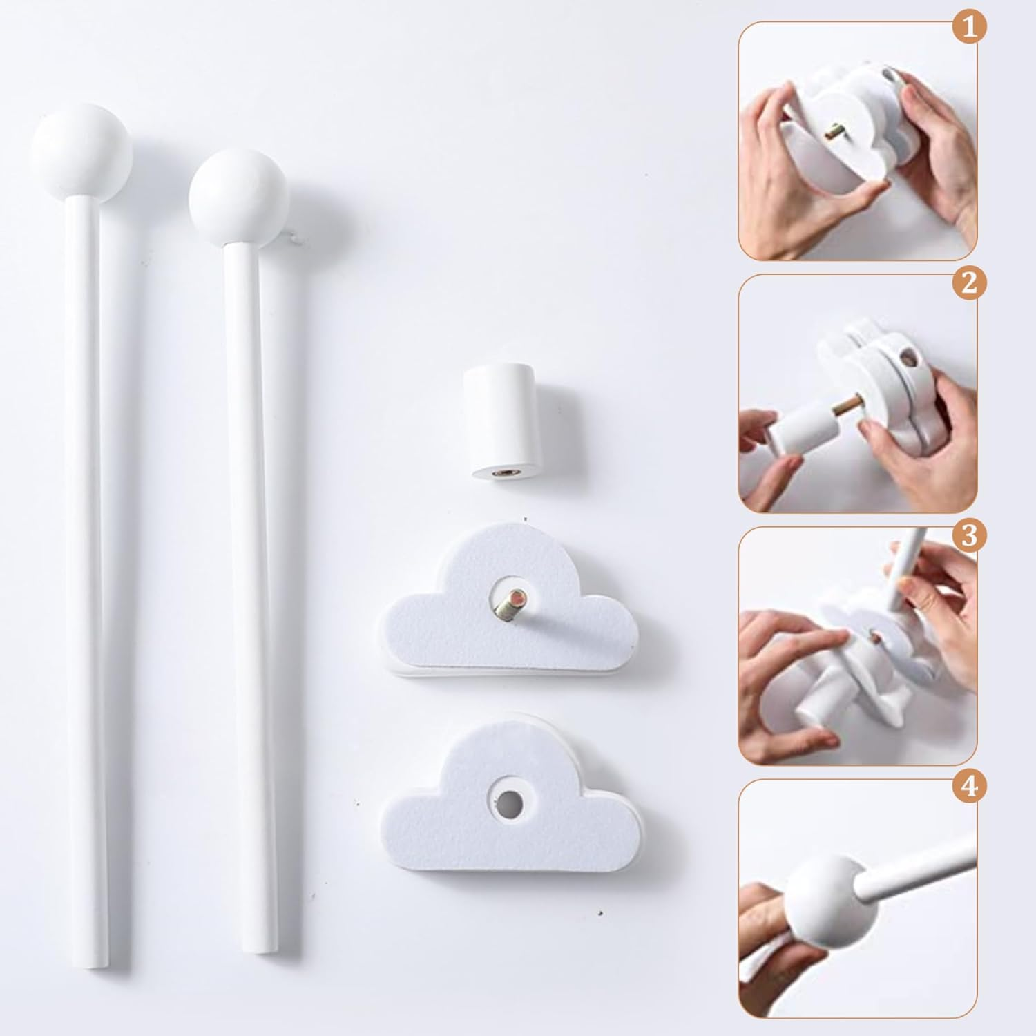 Baby Cot Mobile Arm Baby Crib Mobile Arm Wooden Cloud Design Detachable Adjustable Holder Cute Cot Bed Bell Wind Chimes Hanger Bracket image number 2