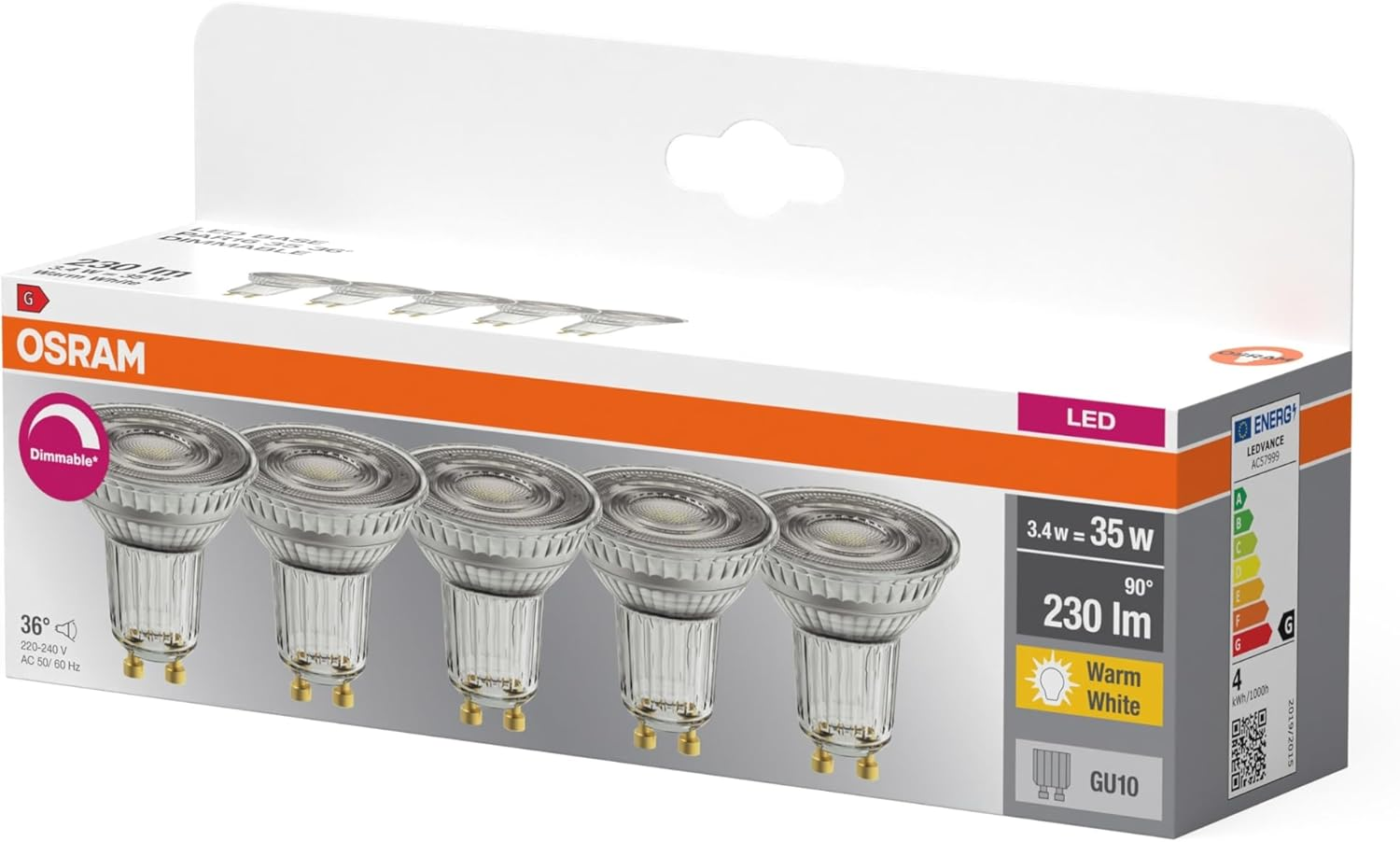 OSRAM LED Base PAR16 3.4 W 927 GU10 image number 3
