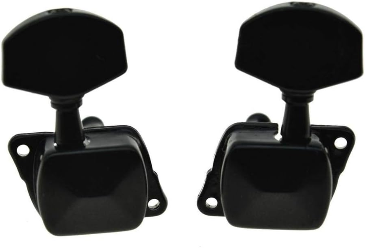 KAISH 3X3 Semi-Closed Guitar Tuning Keys Guitar Tuners Machine Heads for Acoustic or Electric Guitars Black - Chrome image number 4