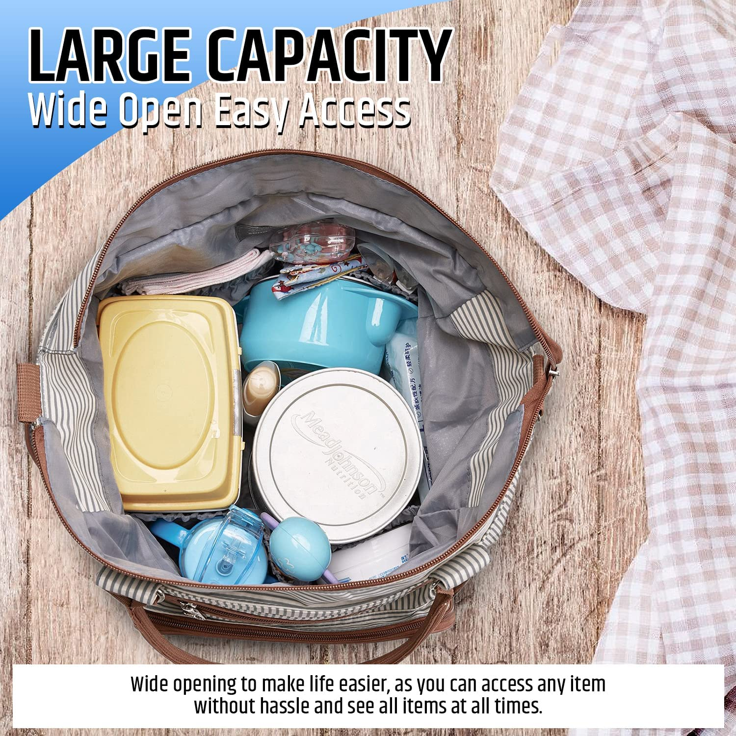 Nappy Bag - Diaper Bag Set - Tote Bag - Comes with Bottle Bag, Small Bag, Stroller Strap, Clothing Bag, Changing Pad, Coin Purse - Multifunctional Wide Open Style for Easy Access - Water Resistant image number 4