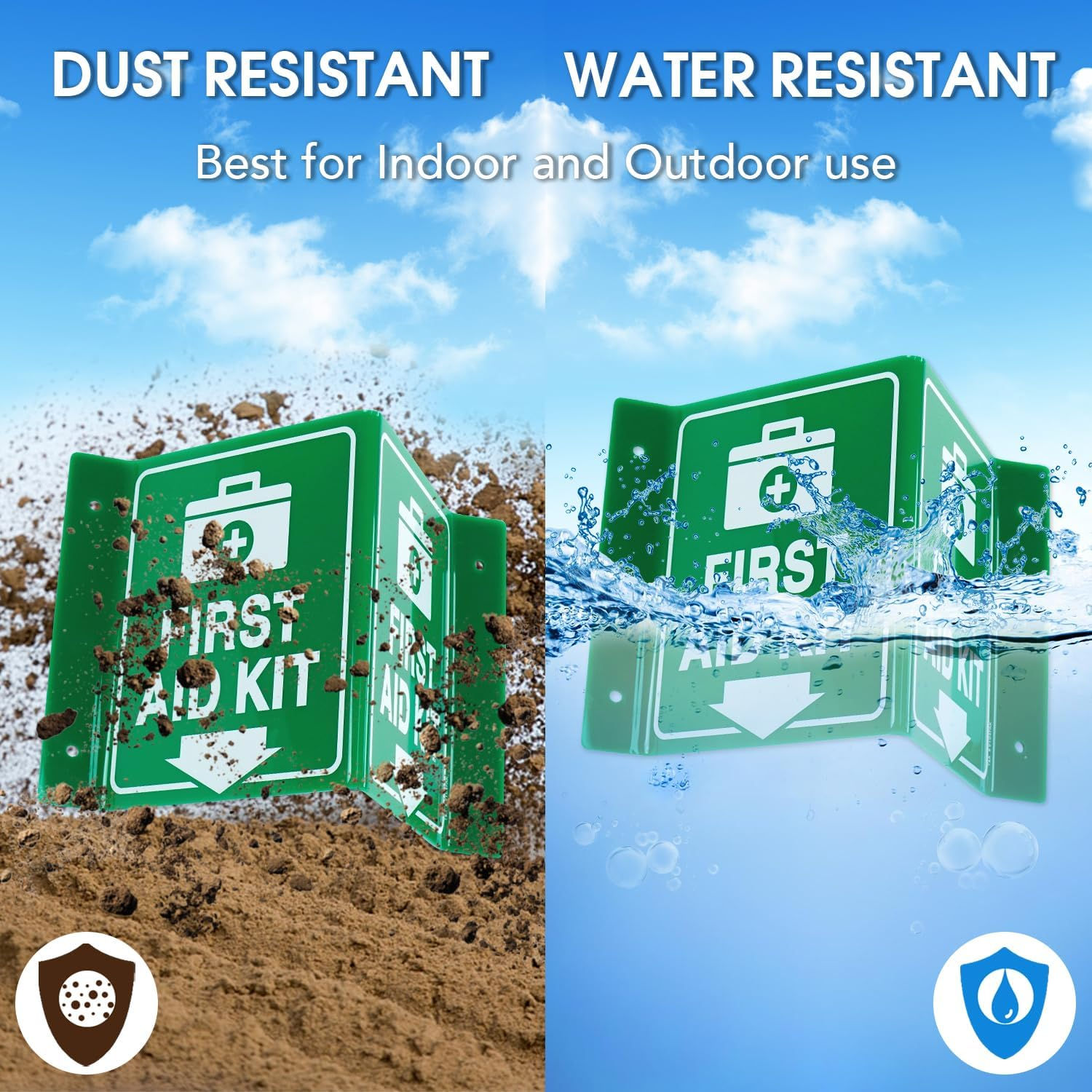 T&R First Aid Kit Sign, First Aid Kit with down Arrow - 4 Pack - 8 X 6 Inches Acrylic, 4 Pre-Drilled Holes, Includes Matching Screws, Use for Office/Business - First Aid - 4 Pack image number 5