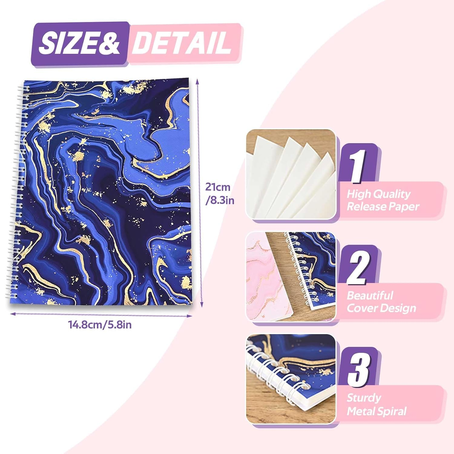 Betterjonny 2 Pcs Reusable Sticker Book Collecting Album Blank Sticker Storage Organizer Book A5 Size with 64 Sheets Release Paper for Collecting Stickers, Labels