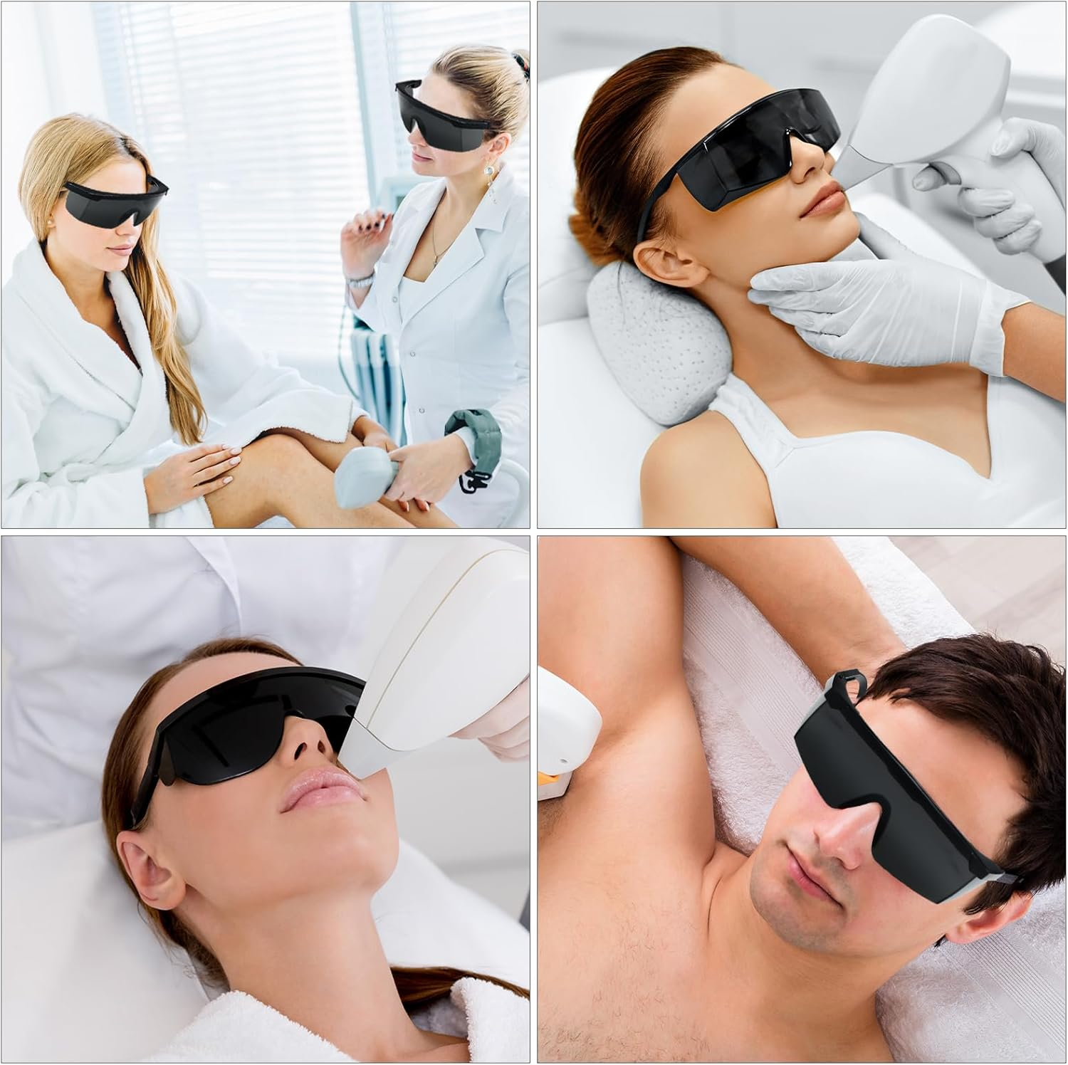 Pack of 2 IPL Light Protection Glasses, 200 Nm - 2000 Nm Wavelength Laser Safety Glasses, HPL/IPL Hair Removal with UV-C Protection, Laser Safety Glasses, Solarium Glasses, Cosmetic Eye Protection image number 2
