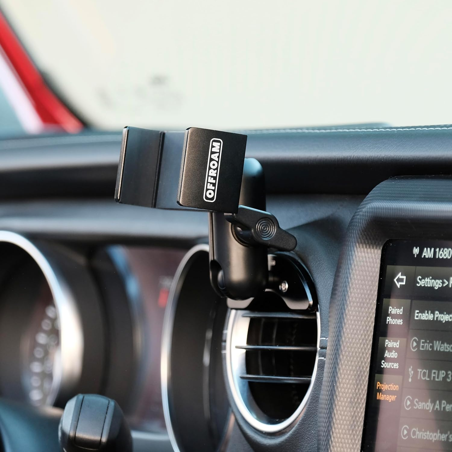 Offroam Phone Mount Compatible for Jeep Wrangler & Gladiator (2018-2023) - Airvent image number 3