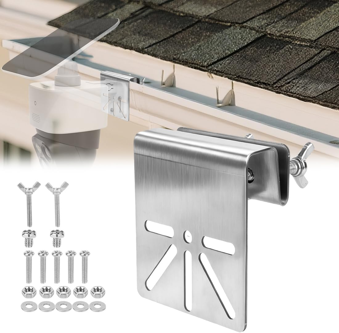 Universal Gutter Mount for Security Cameras, Durable Stainless Steel Surveillance Camera Mount No Drill Monitor Mounting Bracket with Screws Nuts & Washers image number 3
