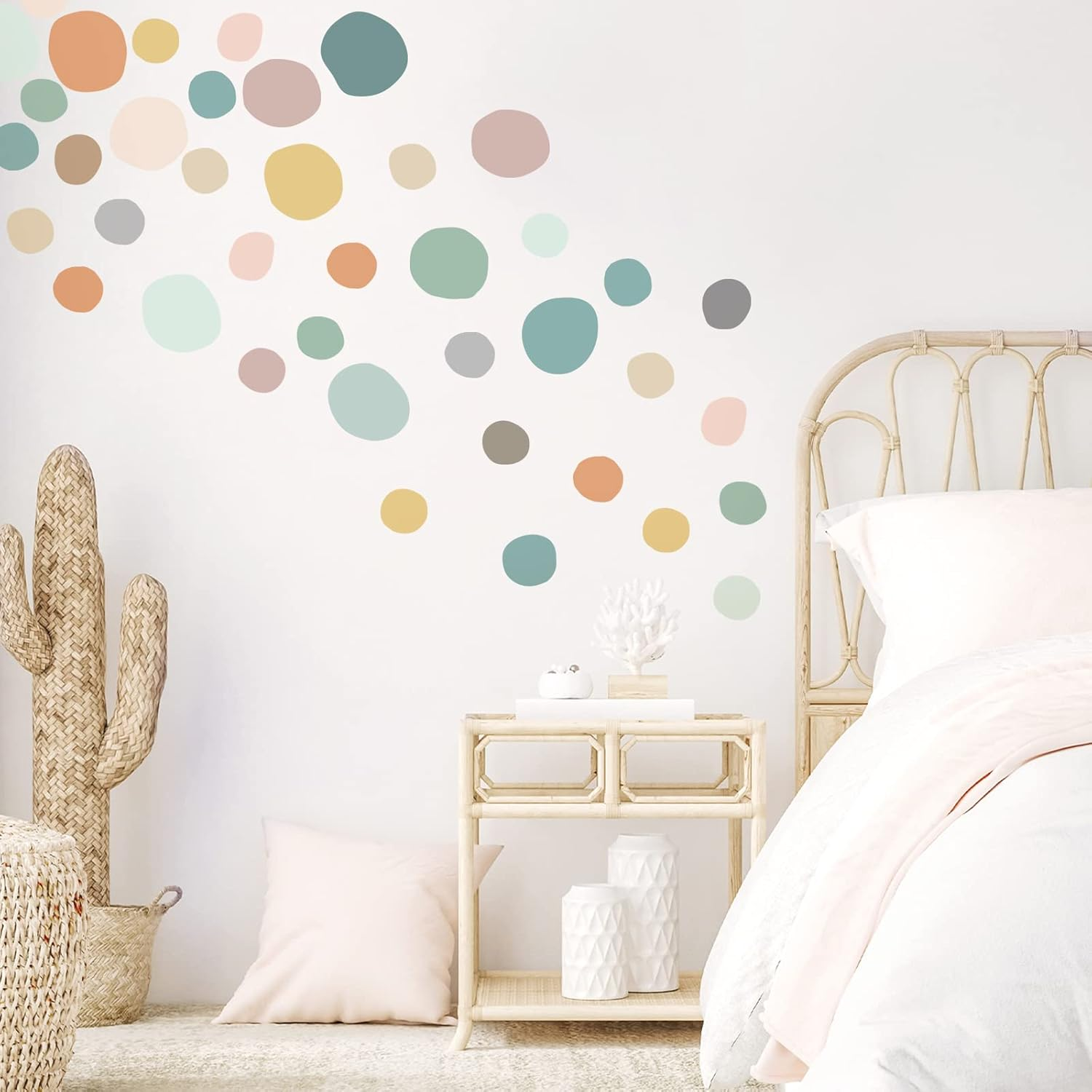 Epakh 296 Pcs Polka Dots Wall Decal Playroom Wall Decor Gifts Boho Rainbow Kids Wall Art Colorful Room Nursery Bedroom Classroom Watercolor Wall Decals Peel and Stick Modern(Light Colors) image number 5