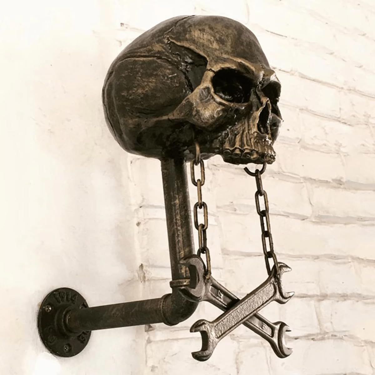 AIMALL Removable Resin Skull Wall Decor for Helmet Display, Realistic Ghost Head Bone Ornament for Halloween Atmosphere, Horror Theme Home Office Decoration image number 1