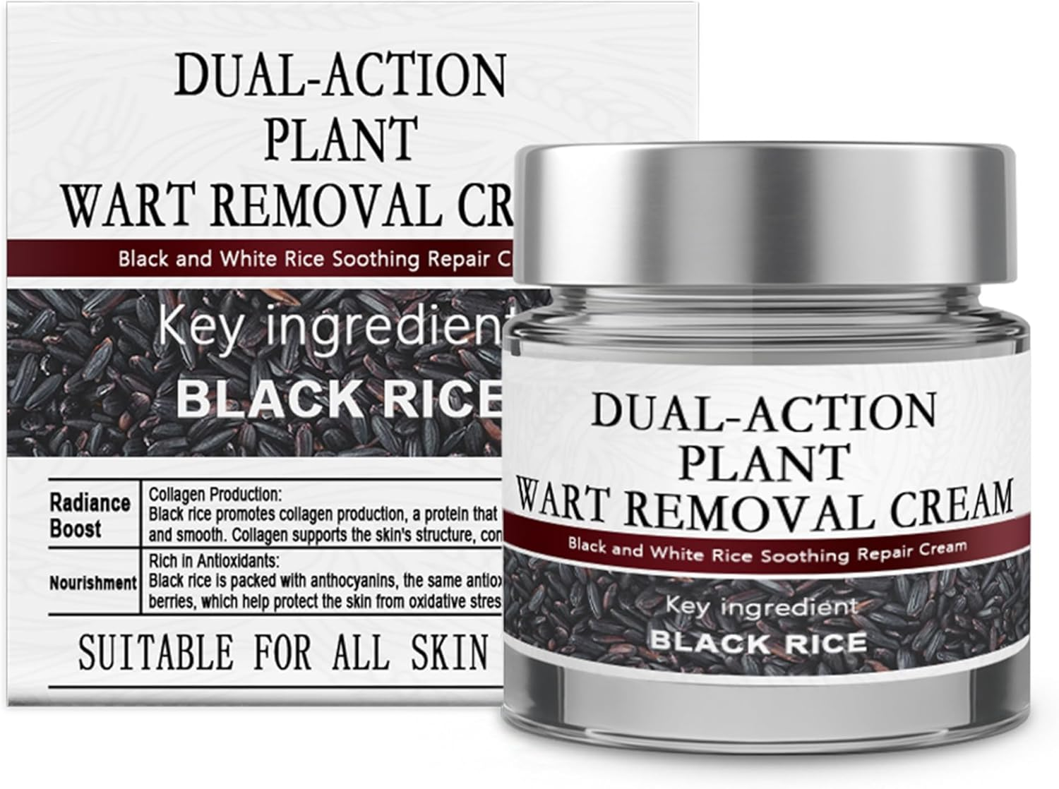 Keratin Erase Dual-Action Renewal Cream,Black and White Rice Cream,Professional Hydrating Care,Natural Body Serum Suitable for All Skin Types
