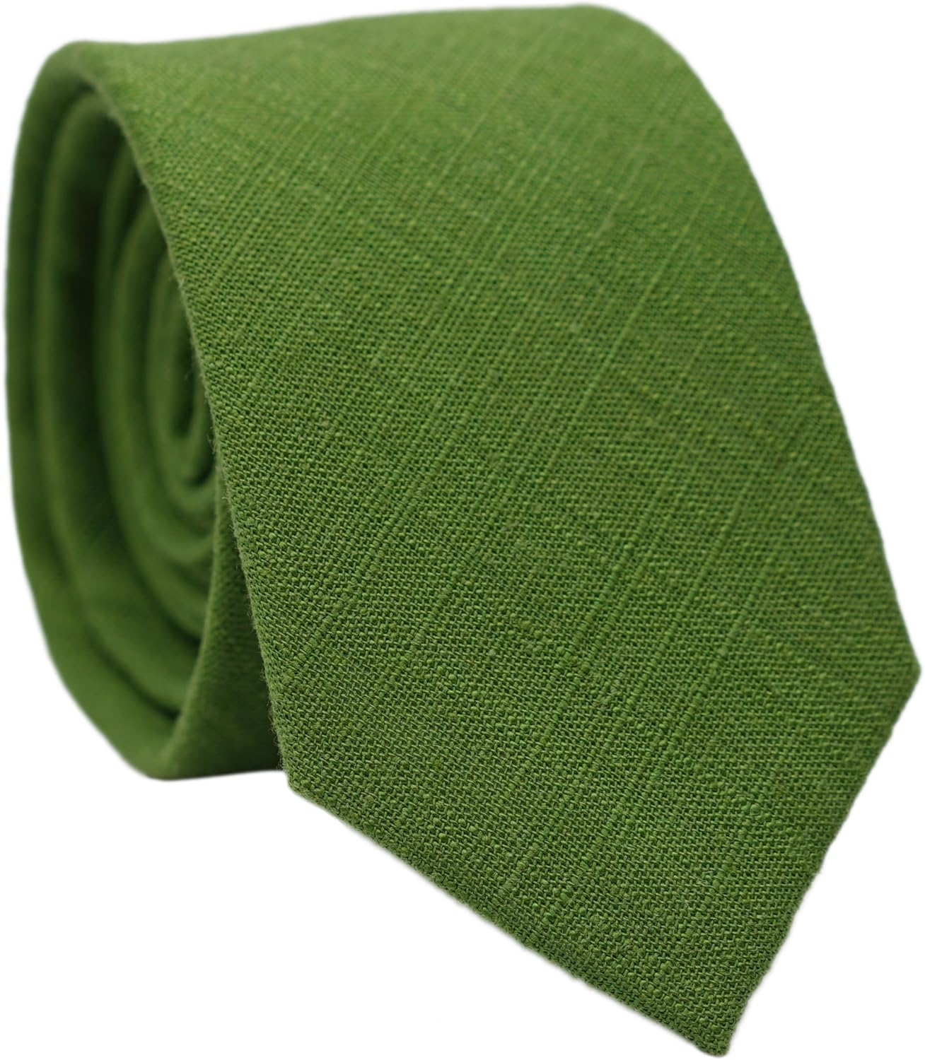 Men'S Skinny Ties, Belluno Cotton Linen Blend 2.5 Inch Solid Neckties