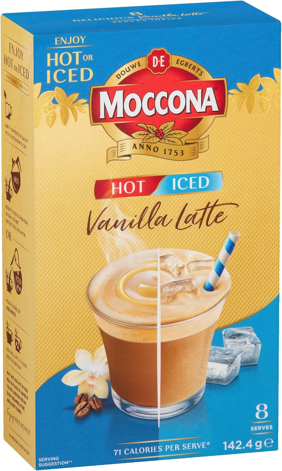 Moccona Coffee Sachets Iced Hot Vanilla 40 Sachets (8 Sachets X 5 Packs) image number 4