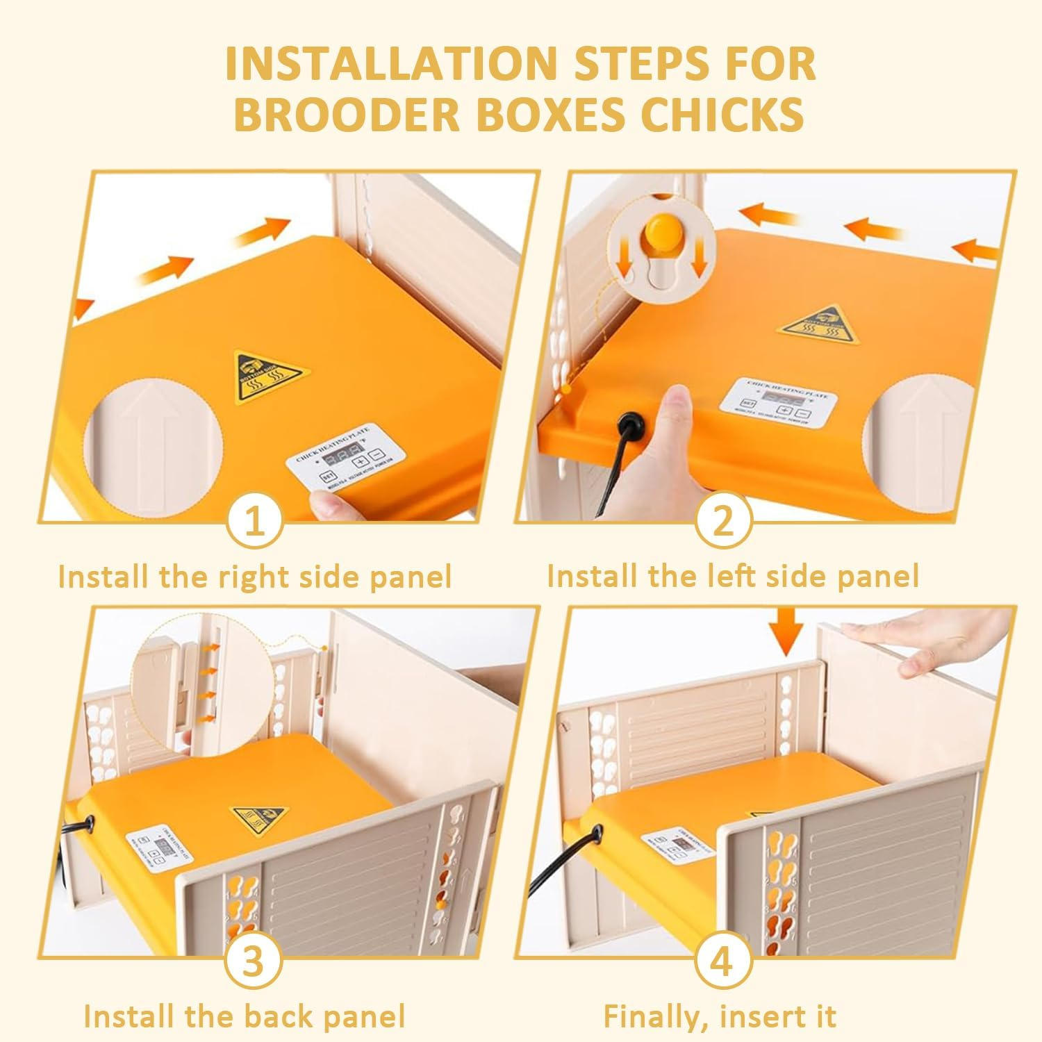OWNKING Chicken Brooder, 25W Brooder Heater for Chicks, Temperature Contro, Three Sided Protection, Adjustable Height and Angle, Chicken Brooder Heating Plate Warm like Mother Hen, 27.5 X 26.5 CM image number 4