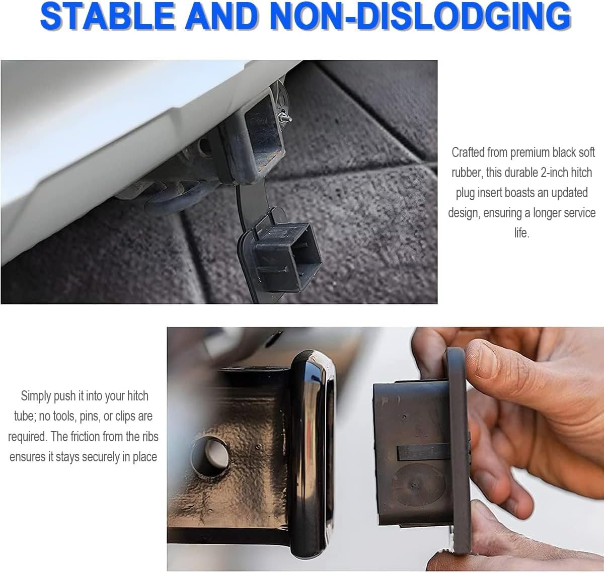 IONPSHG 2Pcs Trailer Hitch Cover Rubber Trailer Hitch Dust Plug 2 Inch Trailer Hitch Cover Plug Cover Trailer Hitch Cover Tube Plug Insert for Toyota Ford Jeep Chevrolet Nissan Dodge Ram Porsche image number 4