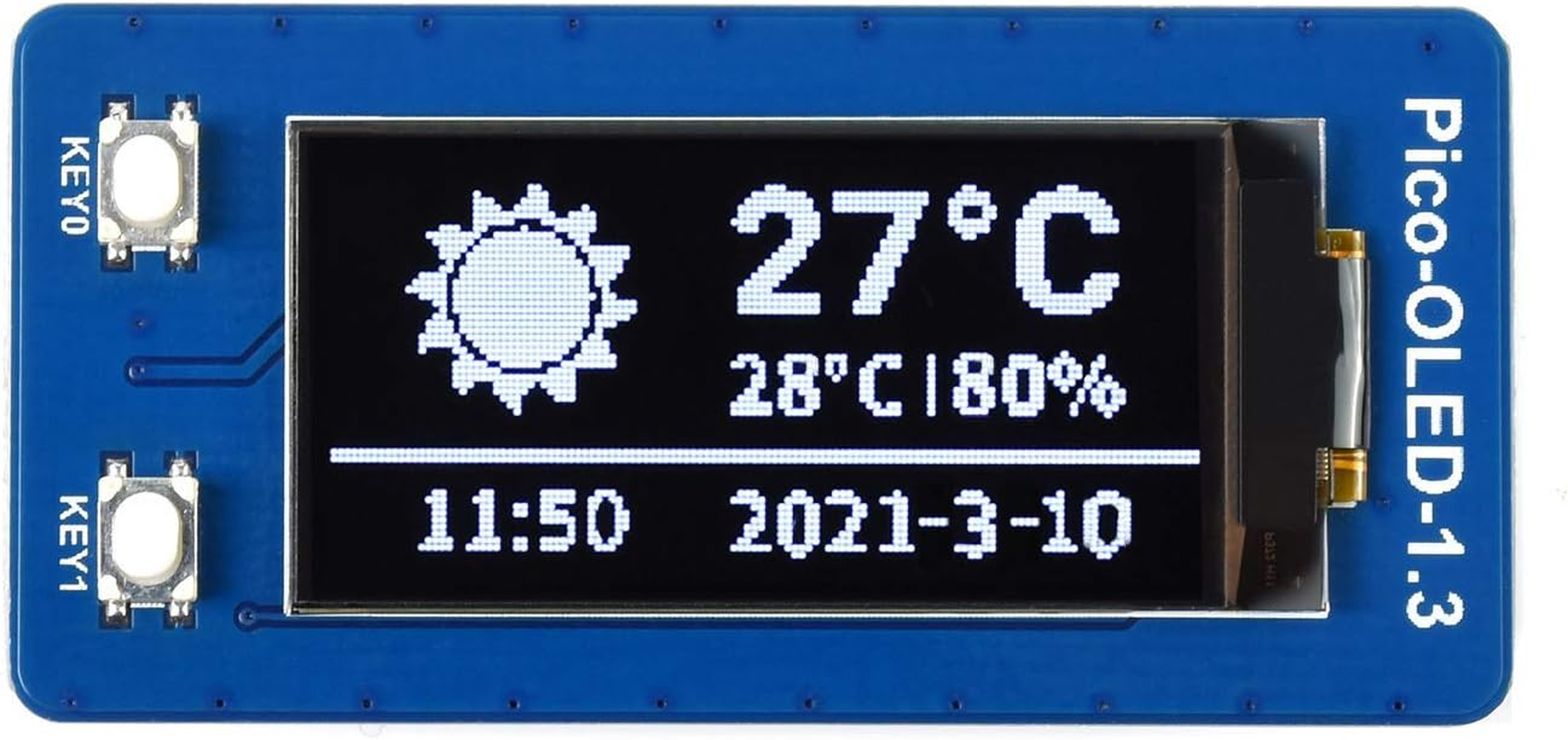 Waveshare 1.3Inch OLED Display Module for Raspberry Pi Pico 64&times;128 Pixels SPI/I2C image number 1
