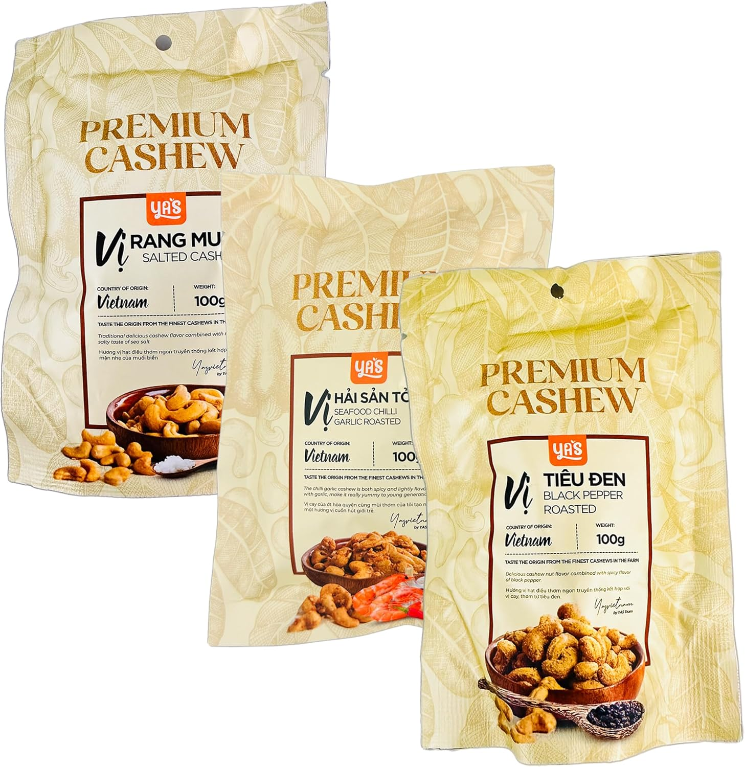 Gourmet Savory Cashews Trio (300G) Enjoy Classic Lightly Salted, Salt and Pepper, and Seafood Sensation Flavors, Premium Air Roasted Cashews, Heart Healthy Snacks with Plant Protein for Kids and Adults, Perfect for Parties, On-The-Go Snack and Lunch Box Snack image number 6
