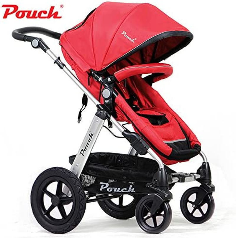 POUCH 2 in 1 Baby Toddler PRAM Stroller Jogger Aluminium with Bassinet (Black) image number 2