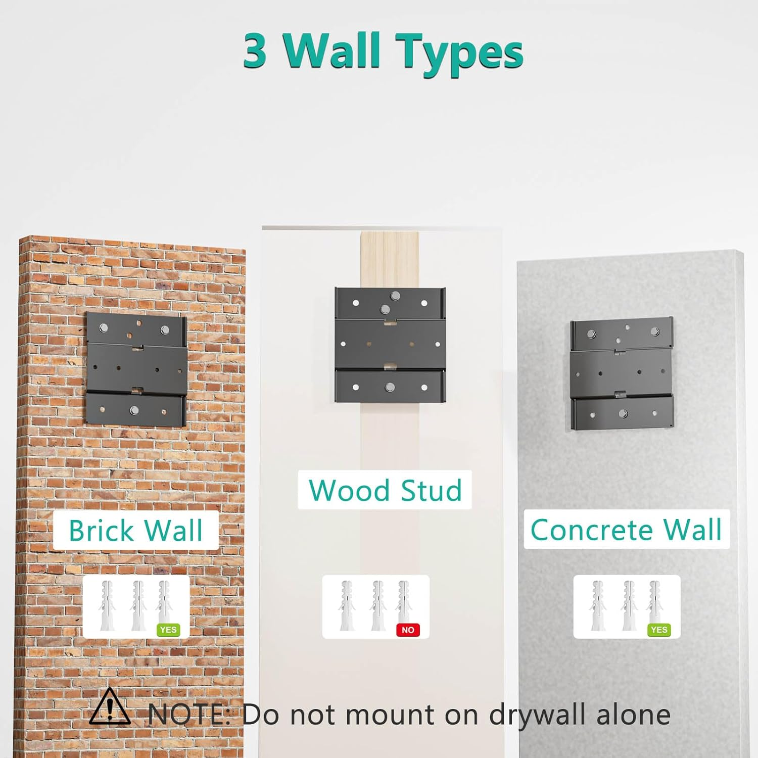 WALI Triple Monitor Wall Mount for 17 to 32 Inch, Computer Monitor Arm for 3 Screens, Swivel Tilt Wall Mount with Mounting Holes 75X75/100X100Mm, per Arm Holds up to 15.4Lbs (013ARM), Black image number 6