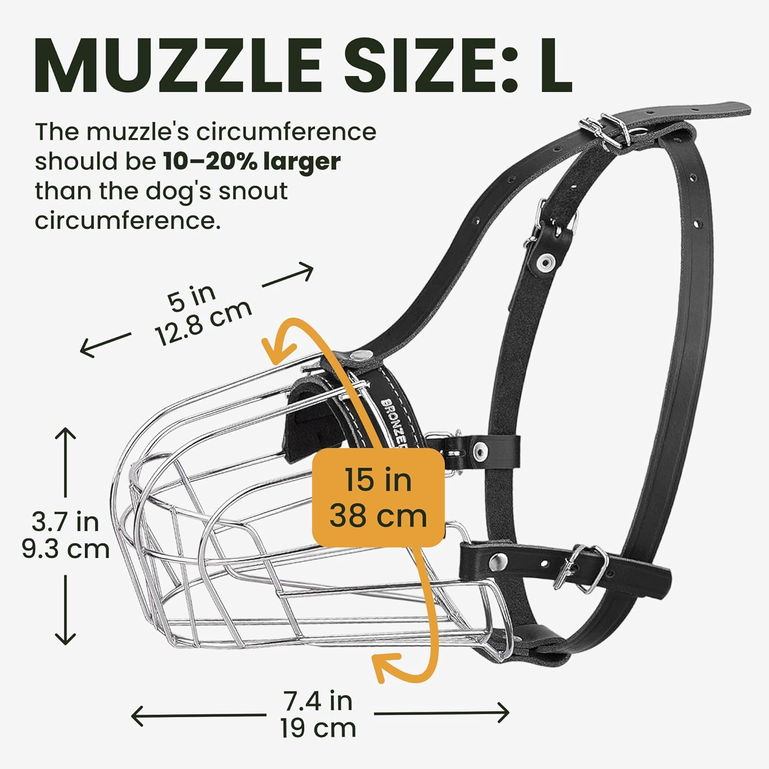 BRONZEDOG Wire Dog Muzzle German Shepherd for Medium Large Dogs Adjustable Durable Metal Basket for Biting Chewing Barking (L) image number 1