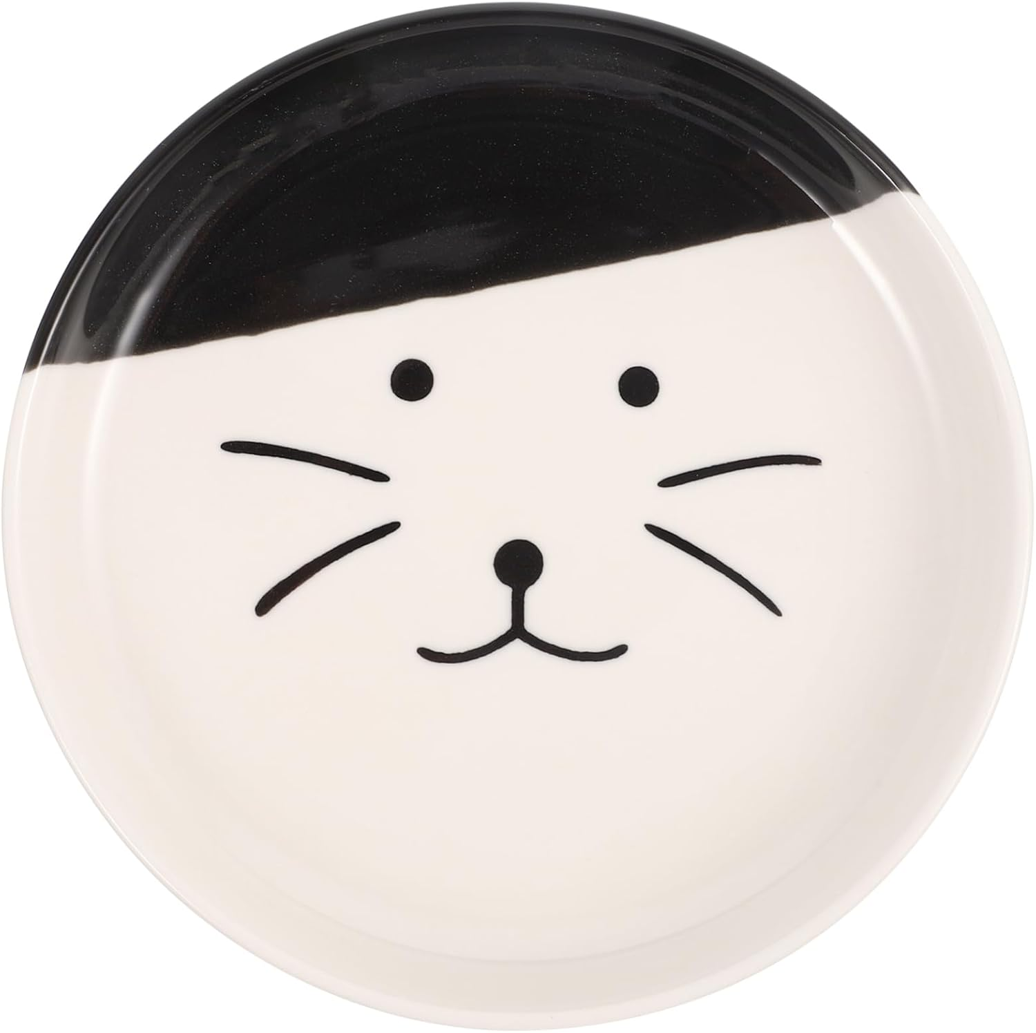 WOONEKY Ceramic Cat Bowl - Whisker Relief Food and Water Dish, Flat Plate for Cats and Dogs, Reusable Feeding Plate