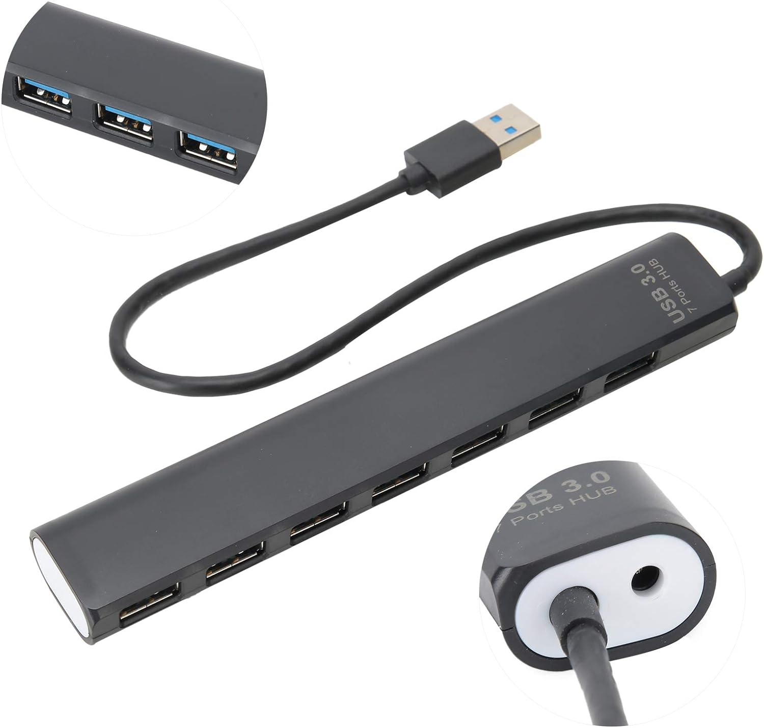 7 in 1 Hub, Black 5GB Plug and Play High Speed Transmission Network Adapter, for Office Home image number 2