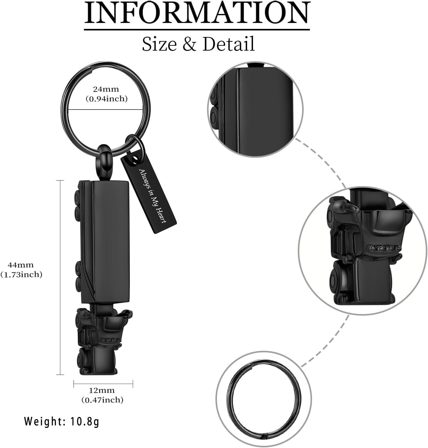AIWENXI Cremation Jewellery 18 Wheeler Tractor Truck Urn Keychain for Ashes for Women Men Memorial Human Ash Pendant for Pet Dog Cat - Brochure image number 5