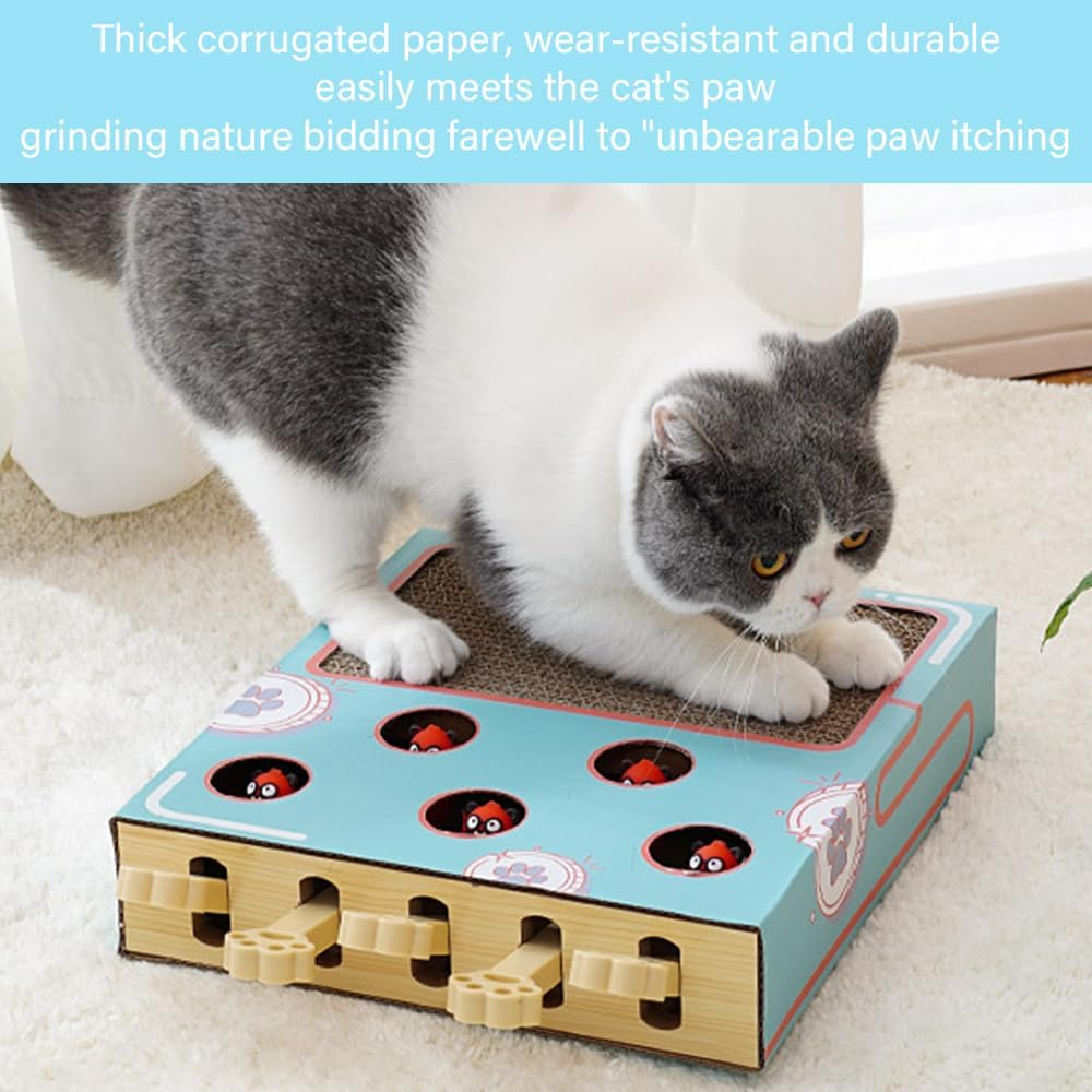 Interactive Cat Enrichment Tool,Kitty Puzzle Box,Kitty Scratching Board,Cat Claw Sharpening Pad, with Spring,Pet Interactive Tool,Bring Fun, Relieve Boredom and Train IQ image number 6