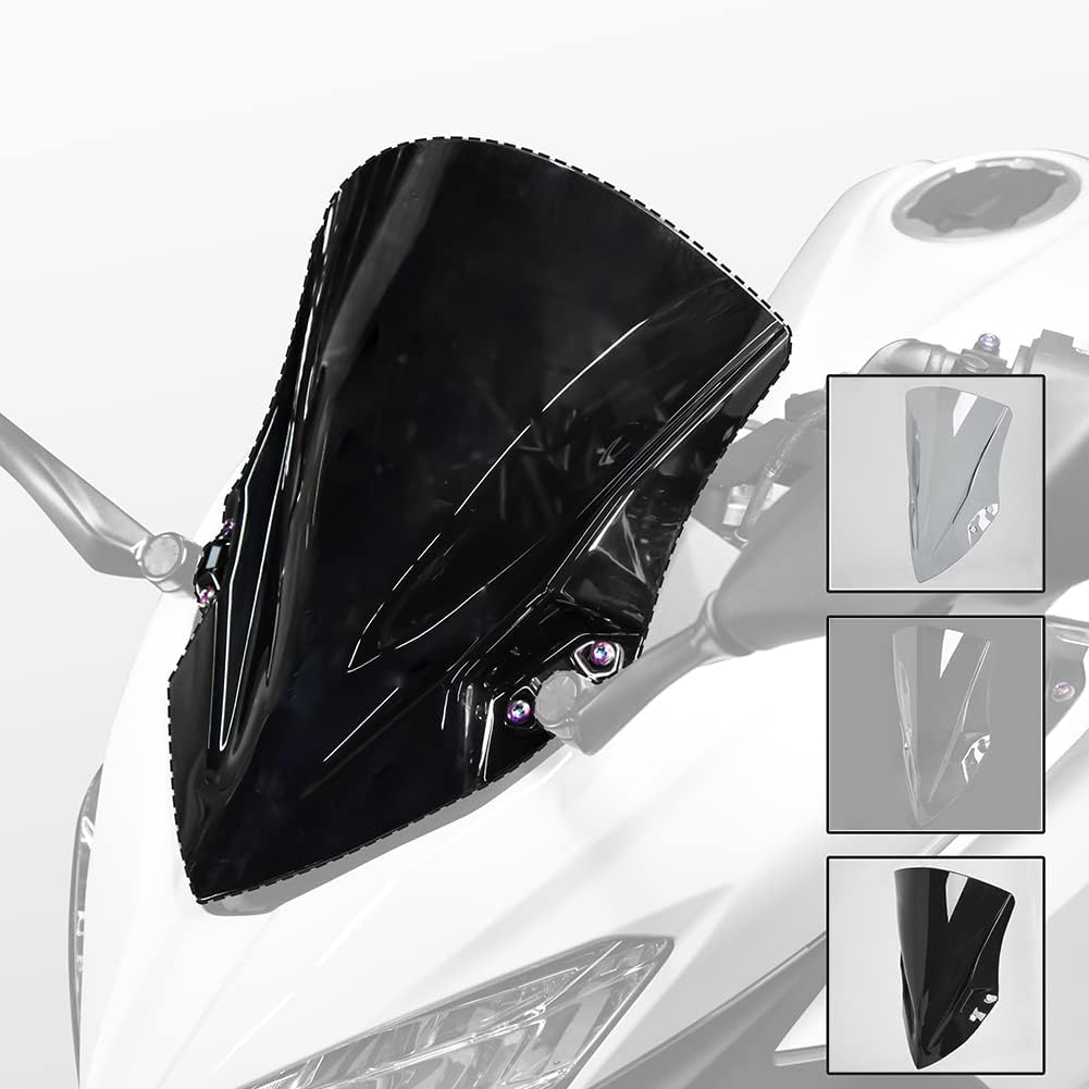 Motorcycle Front Fairing Windshield Windscreen Wind Deflector Fly Screen Parebrise Visor Protector Cover for Ka.Wasaki Ninja400 Ninja250 Ninja 400 250 2018 2019 2020 2021 2022 2023 (Smoke) image number 3