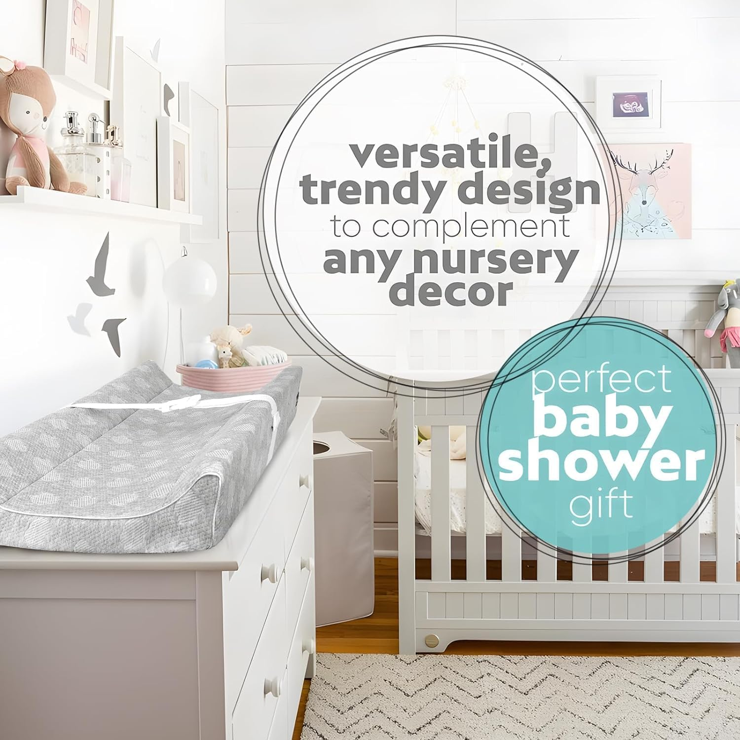 Baby Diaper Changing Pad with Washable Cover, Waterproof & Non-Slip Baby Change Mat for Infant Newborn, Cozy & Breathable Baby Change Table (Changing Pad + Cover (Cloud)) image number 4