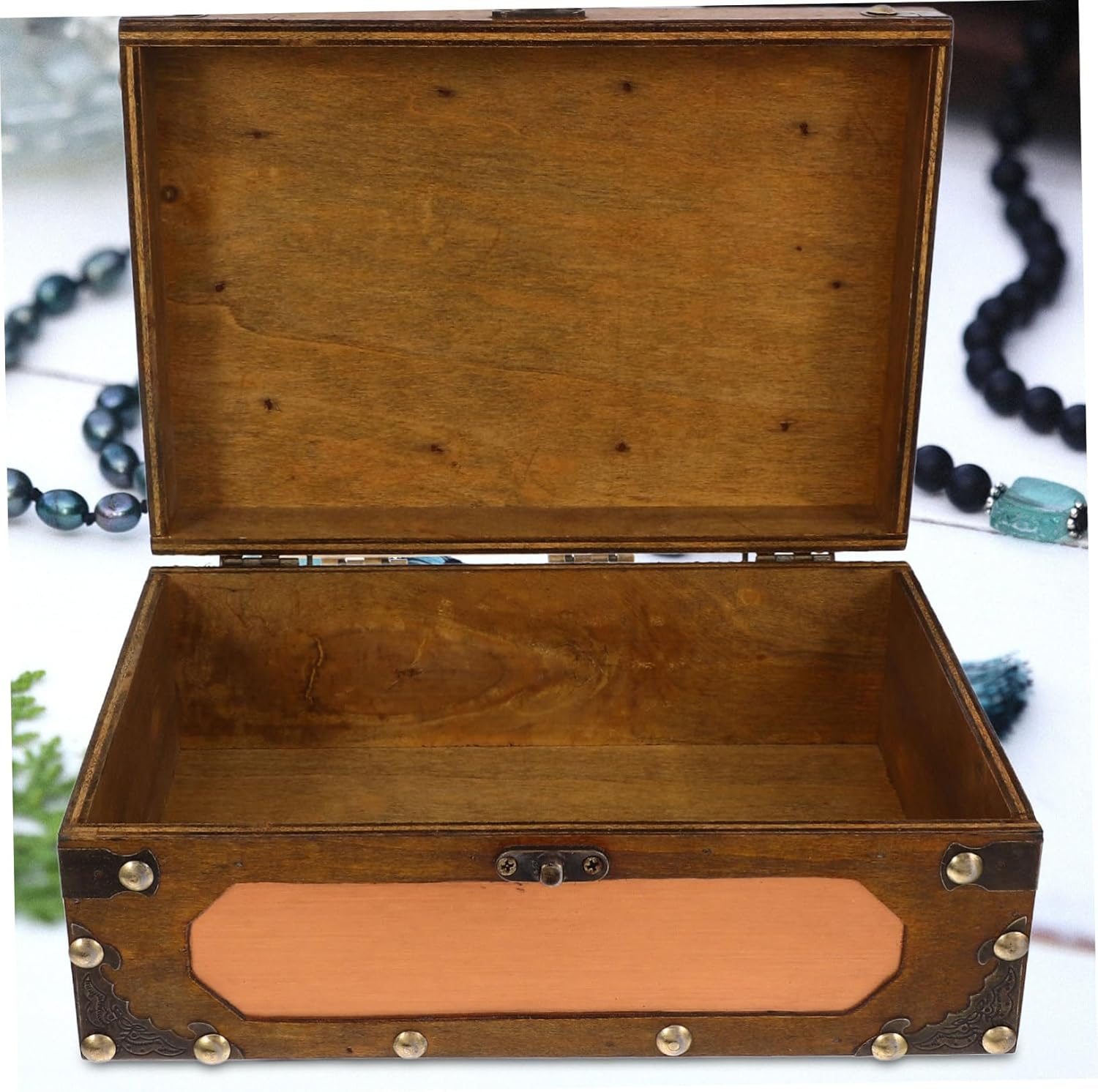 Handmade Vintage Jewelry Storage Box Wooden Card Organizer for Wedding Decor image number 6