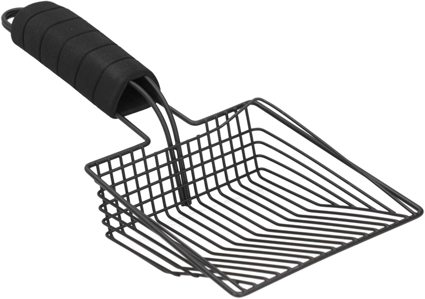 Cat Litter Scoop Cleaning Shovel, Black Reusable Metal Cat Litter Sand Scoop, Non Stick Sifter with Deep Shovel, Pet Cat Cleaning Supplies(L)